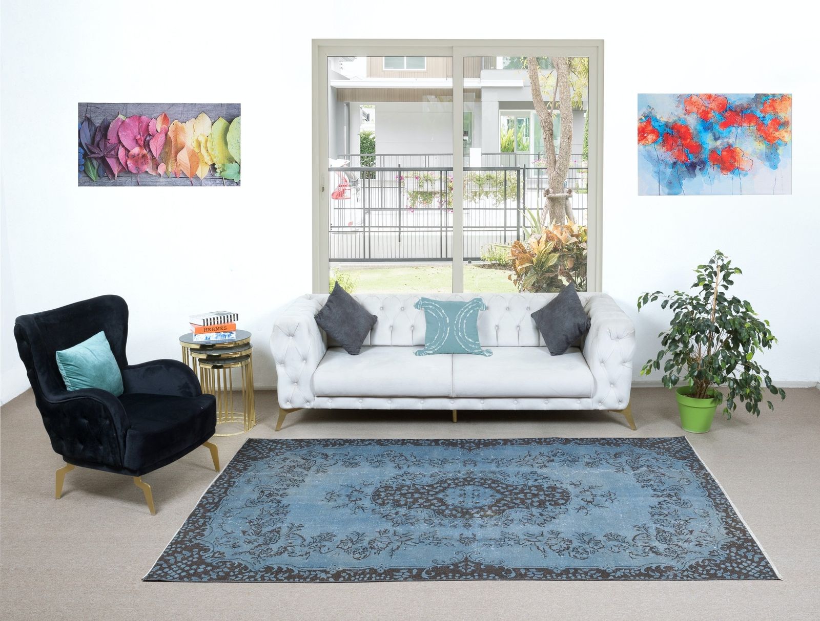 6x9.3 Ft Contemporary Handmade Rug In Light Blue, Sky Blue Anatolian Carpet photo furniture