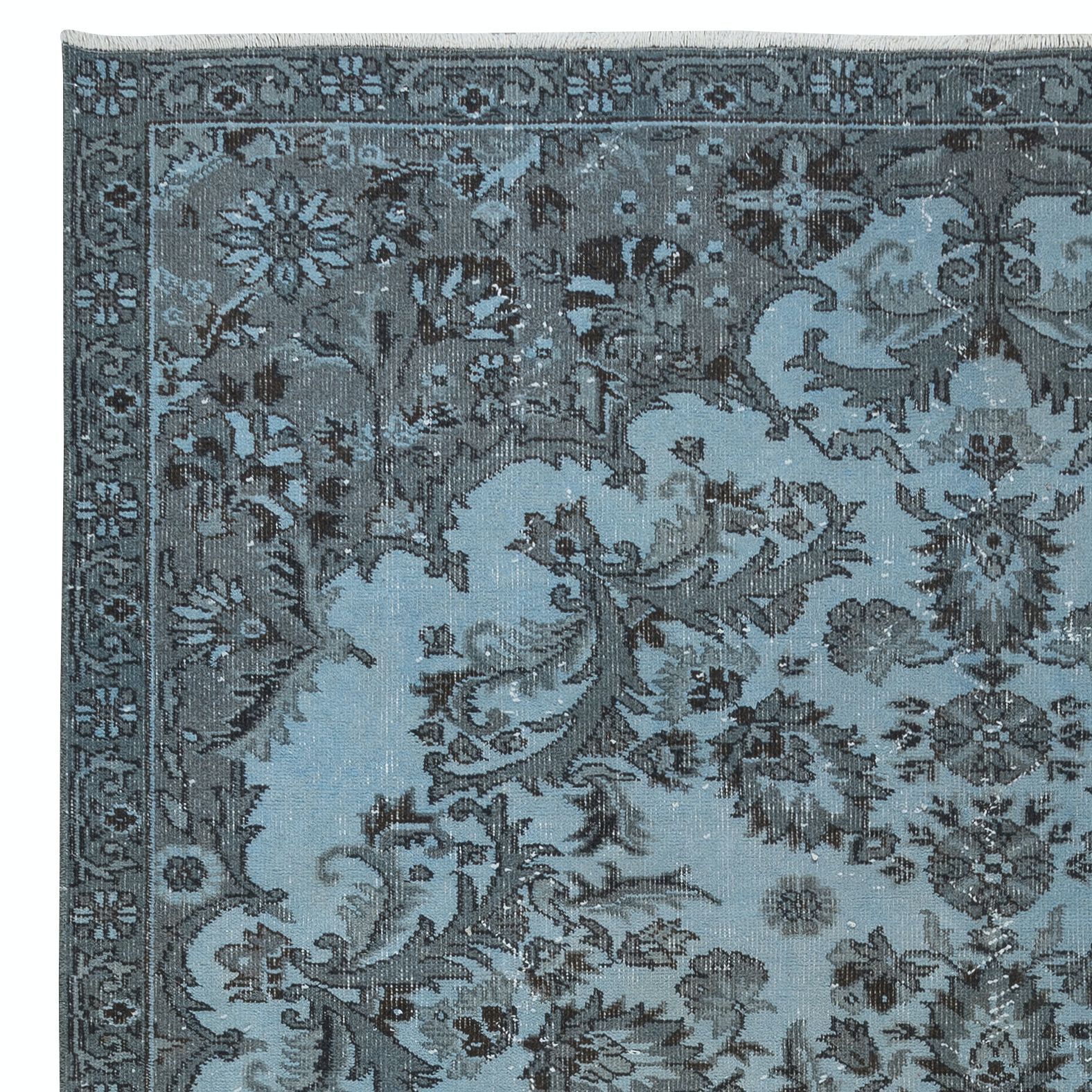 6.5x9.4 Ft Contemporary Handmade Turkish Rug In Light Blue With Garden Design photo Textiles