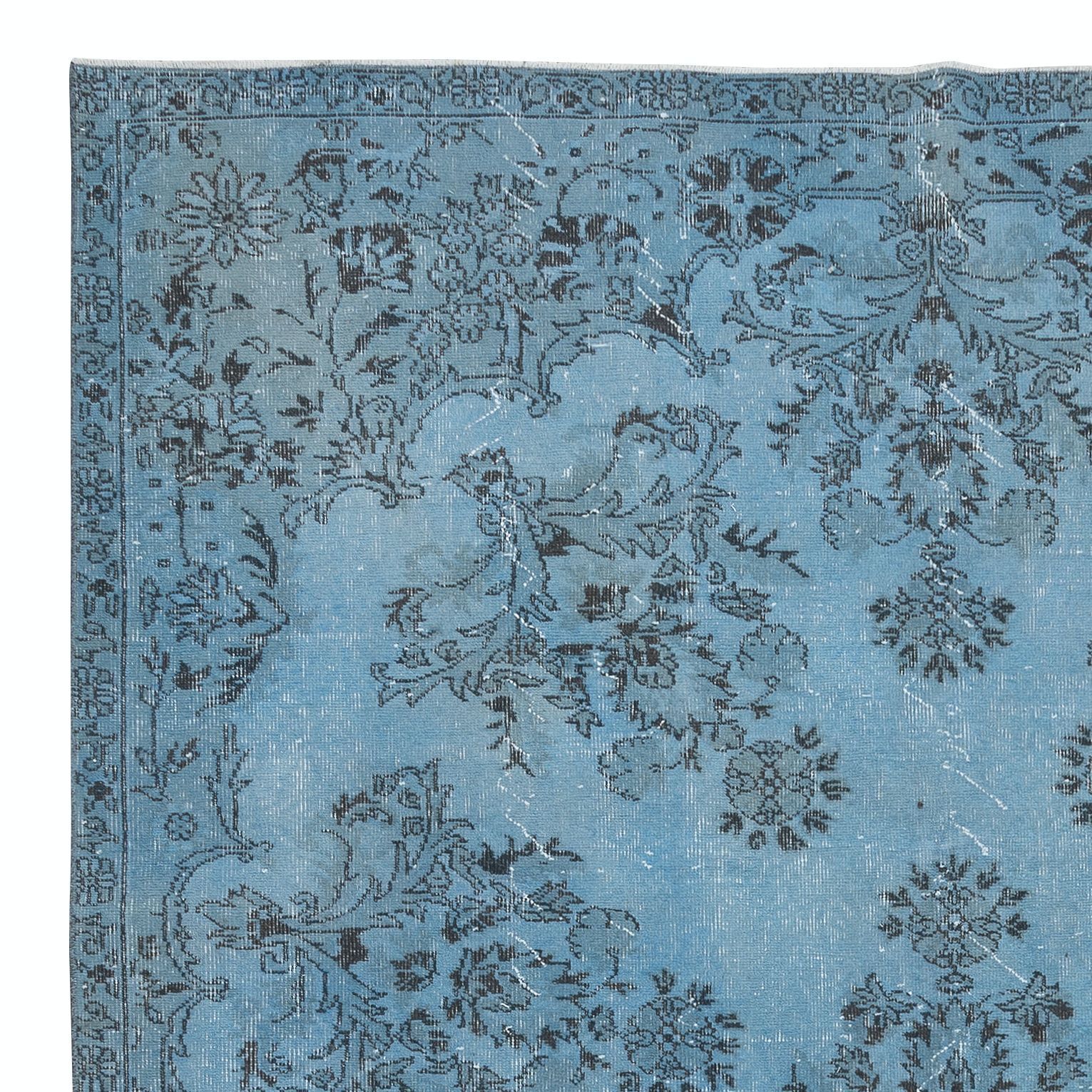7x10.6 Ft Light Blue Modern Area Rug, Handmade Turkish Wool Living Room Carpet photo Textiles