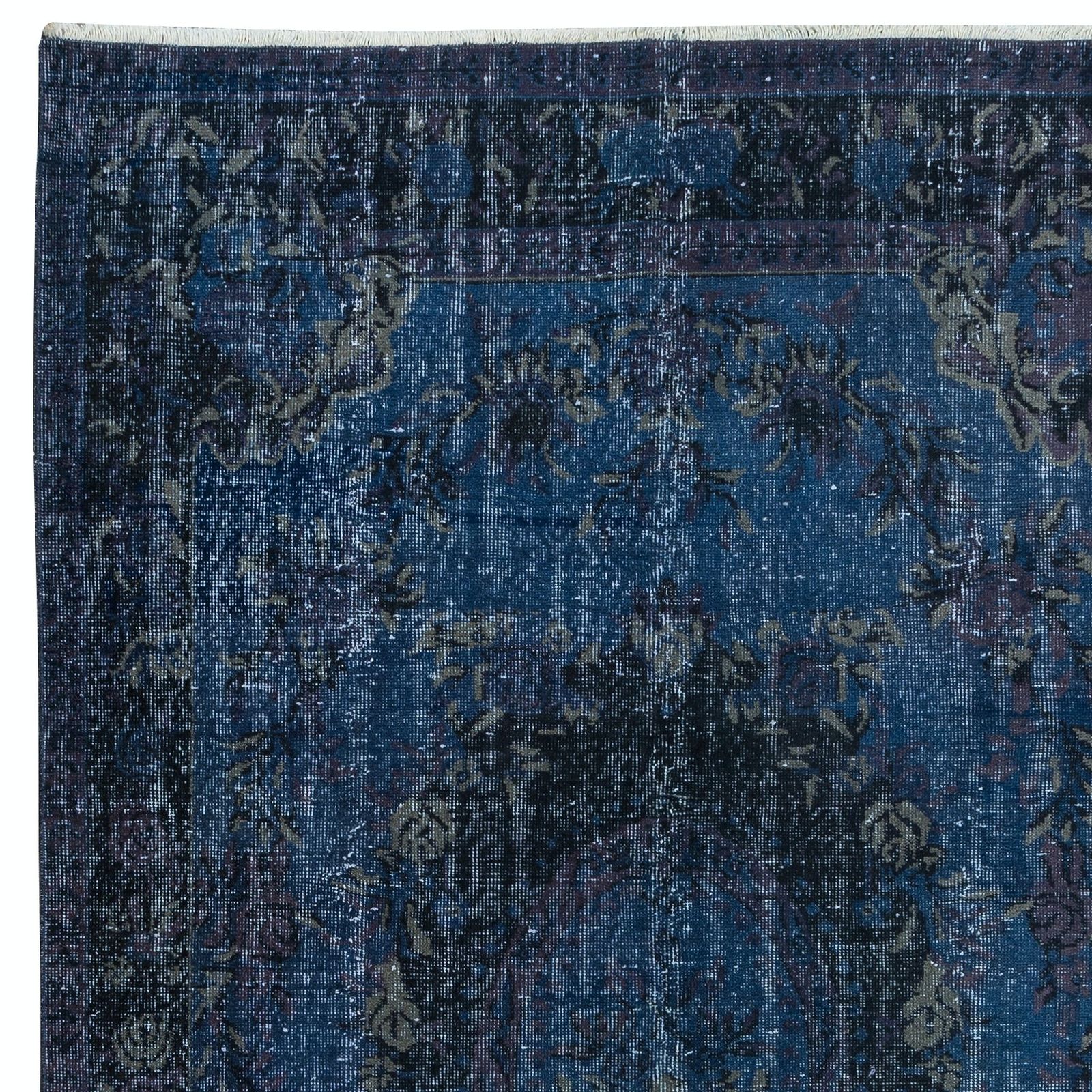 5.7x10.2 Ft French Aubusson Area Rug In Dark Blue, Handmade Turkish Carpet photo Textiles