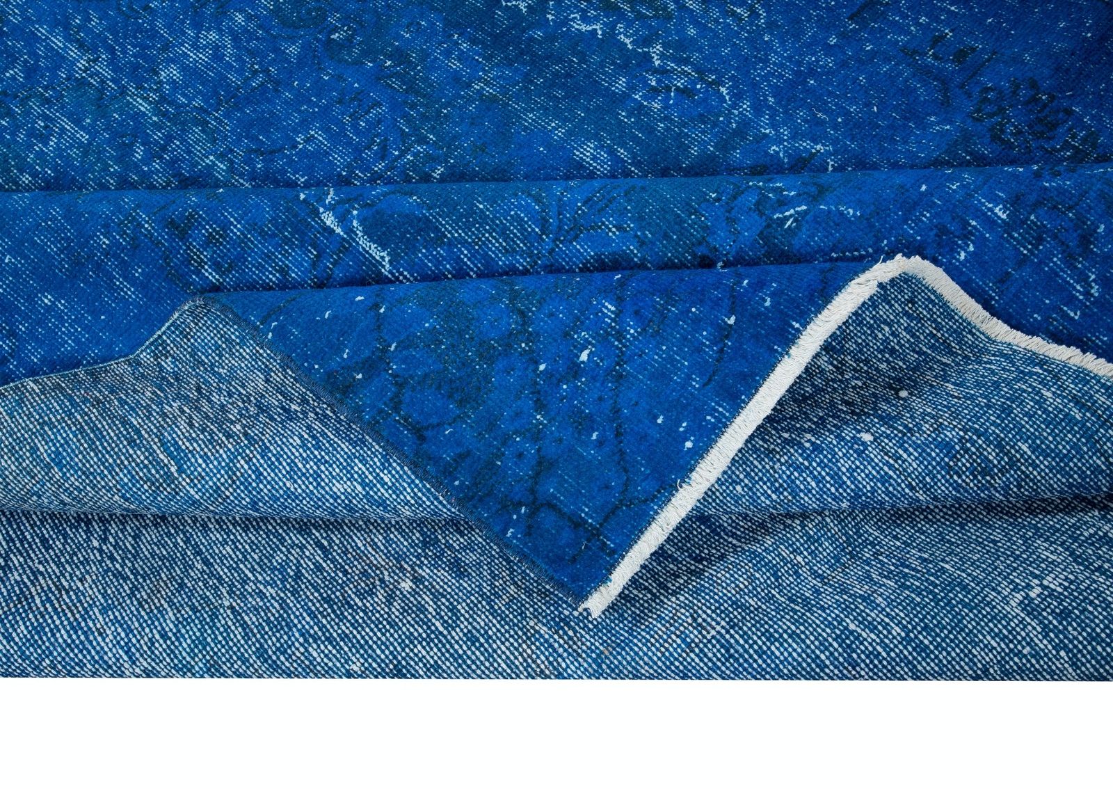 6.2x9.8 Ft Hand Knotted Rug In Sapphire Blue, Modern Turkish Redyed Carpet photo for sale