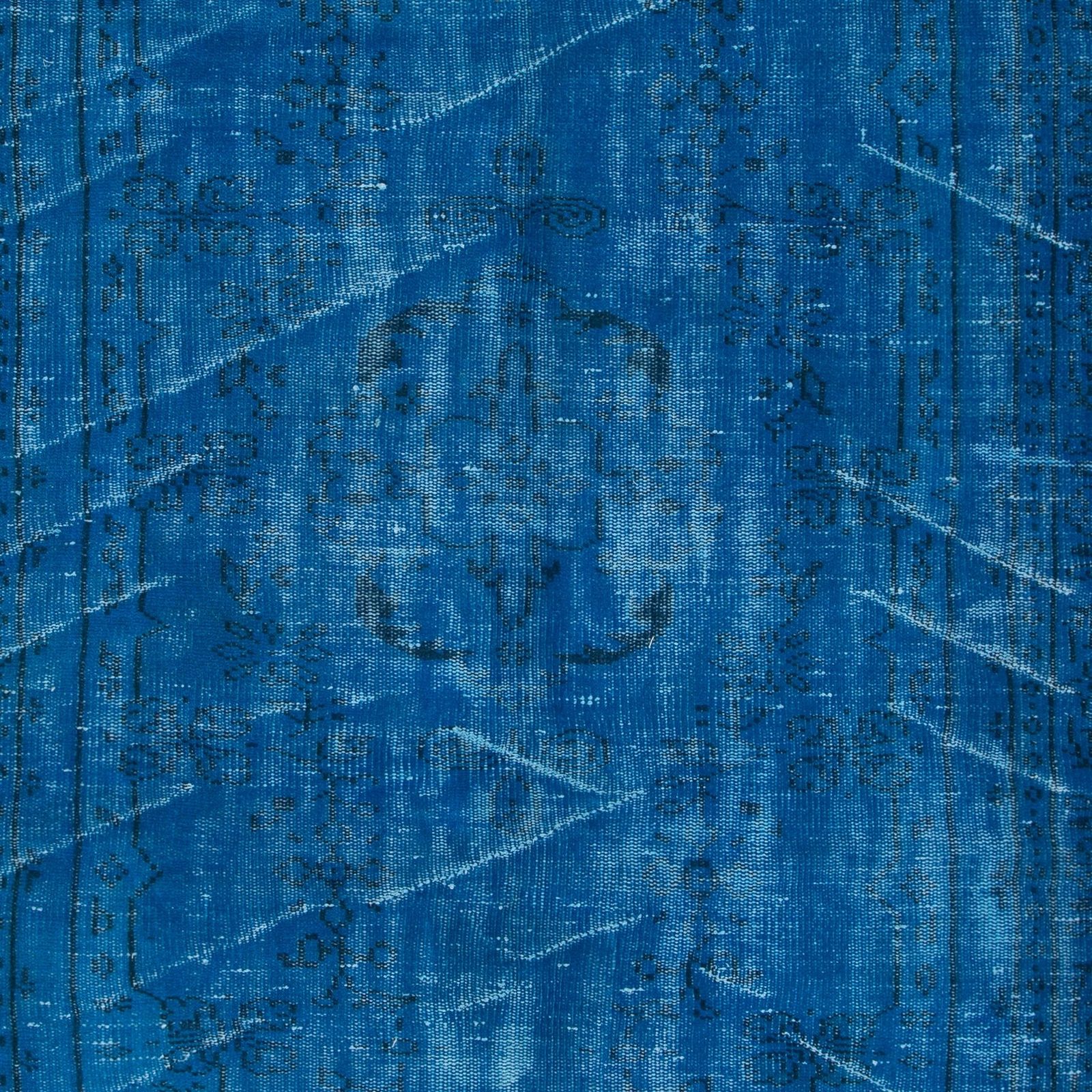 5x8.4 Ft Contemporary Area Rug In Blue For Living Room, Hand Knotted In Turkey photo 283.0