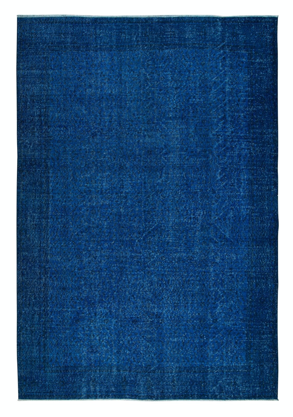 7x10 Ft Modern Blue Area Rug Made Of Wool And Cotton, Hand Knotted In Turkey