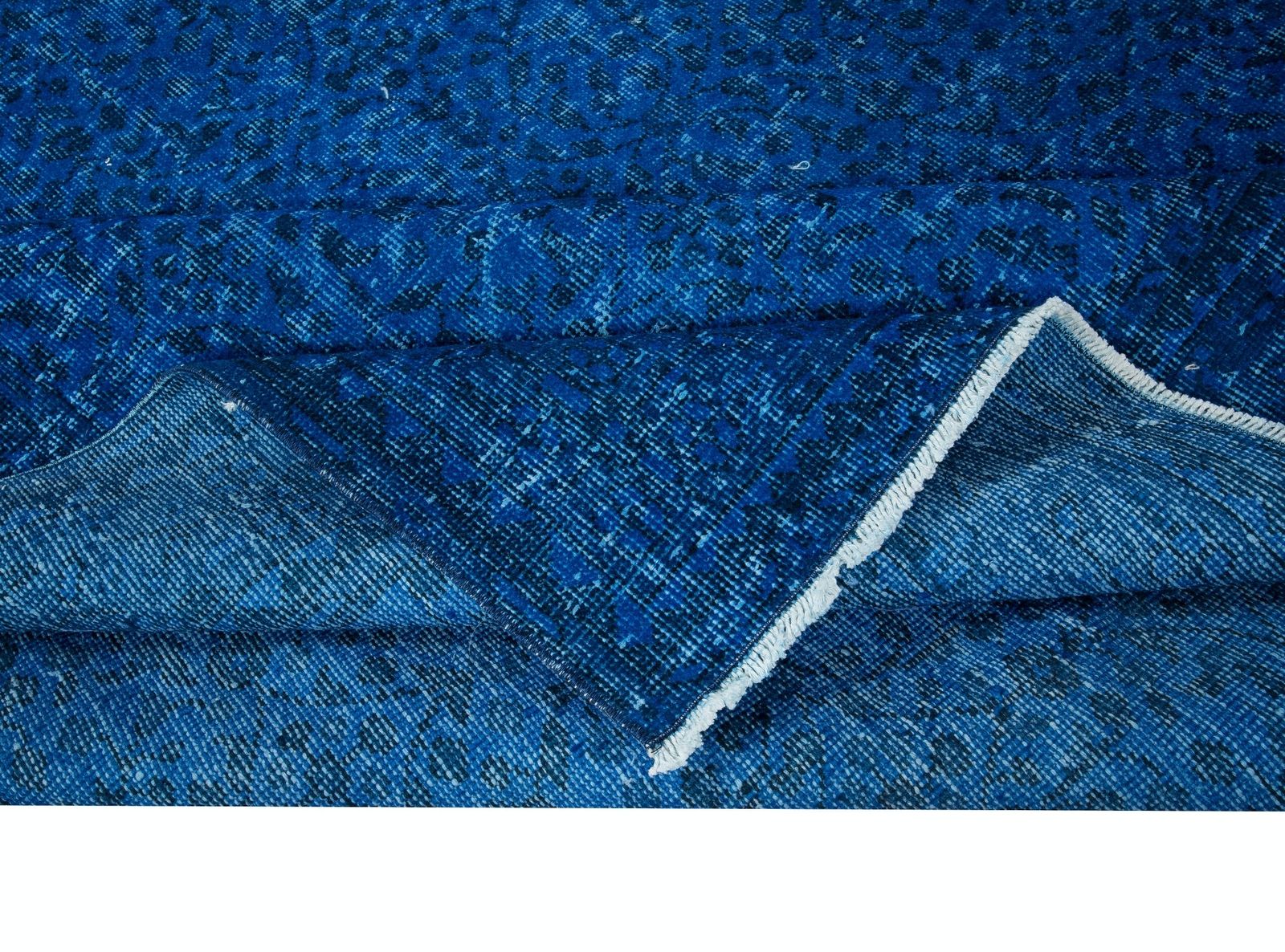 7x10 Ft Modern Blue Area Rug Made Of Wool And Cotton, Hand Knotted In Turkey photo for sale