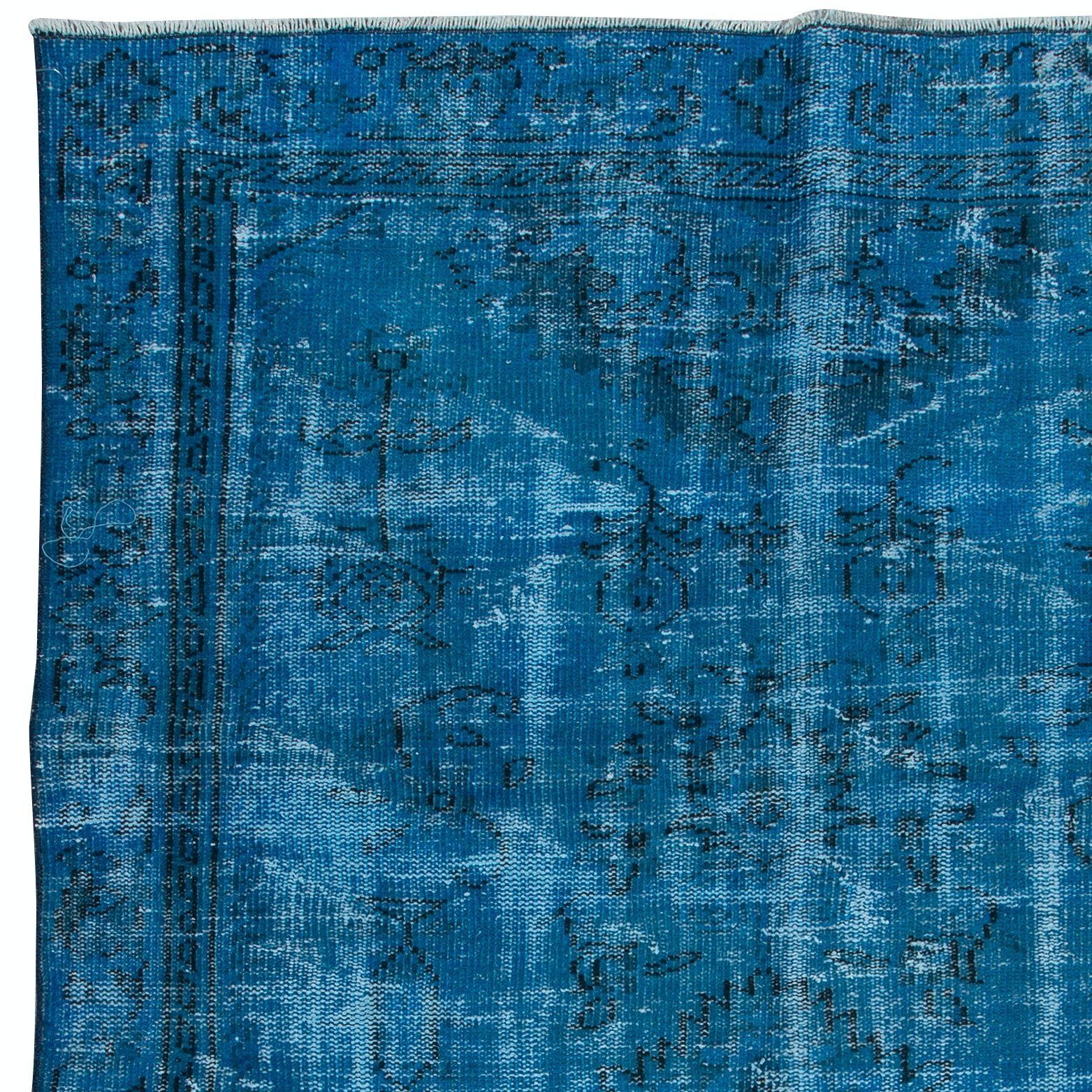 4.8x8 Ft Handmade Turkish Rug, Great 4 Modern Interiors, Blue Living Room Carpet photo Textiles