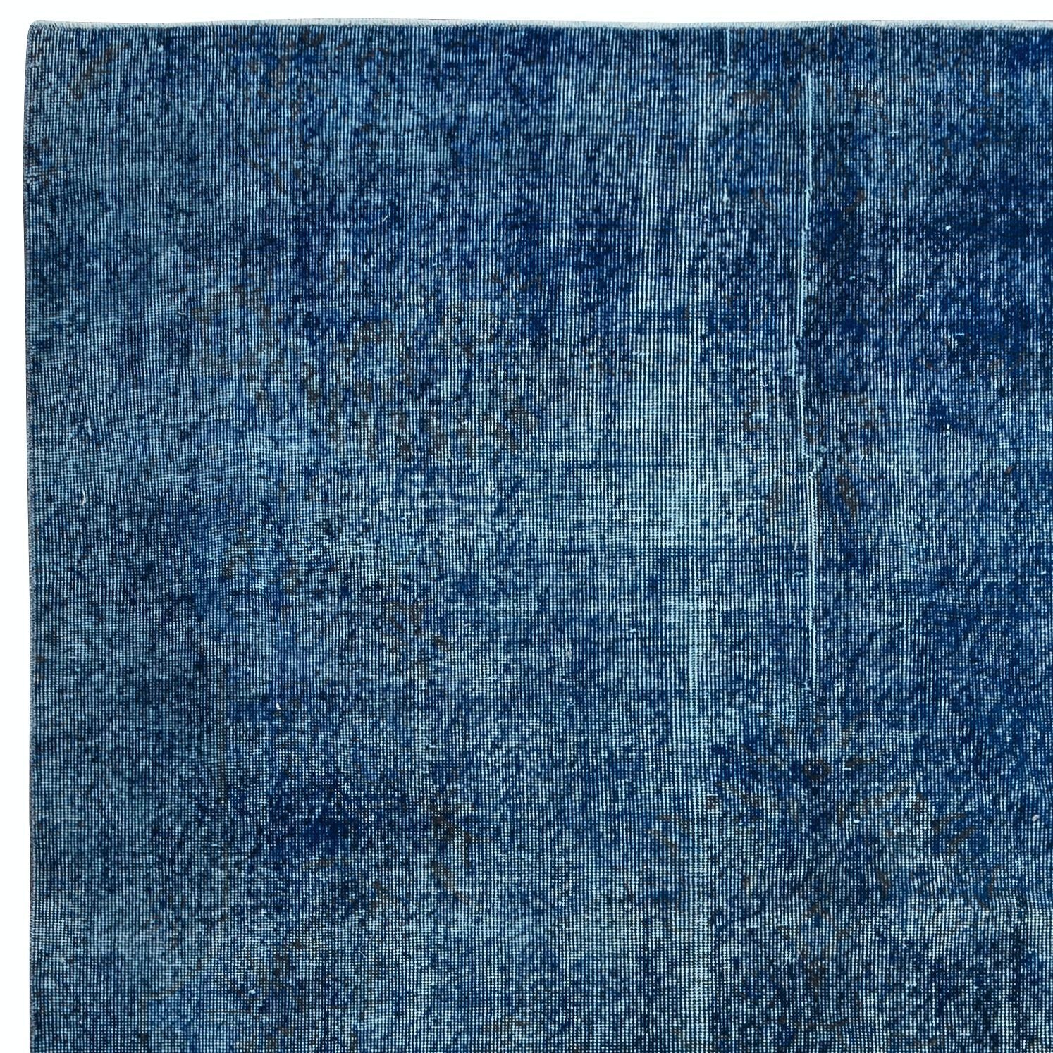 6.2x9.7 Ft Blue Handmade Room Size Rug, Upcycled Turkish Carpet, Floor Covering photo Textiles