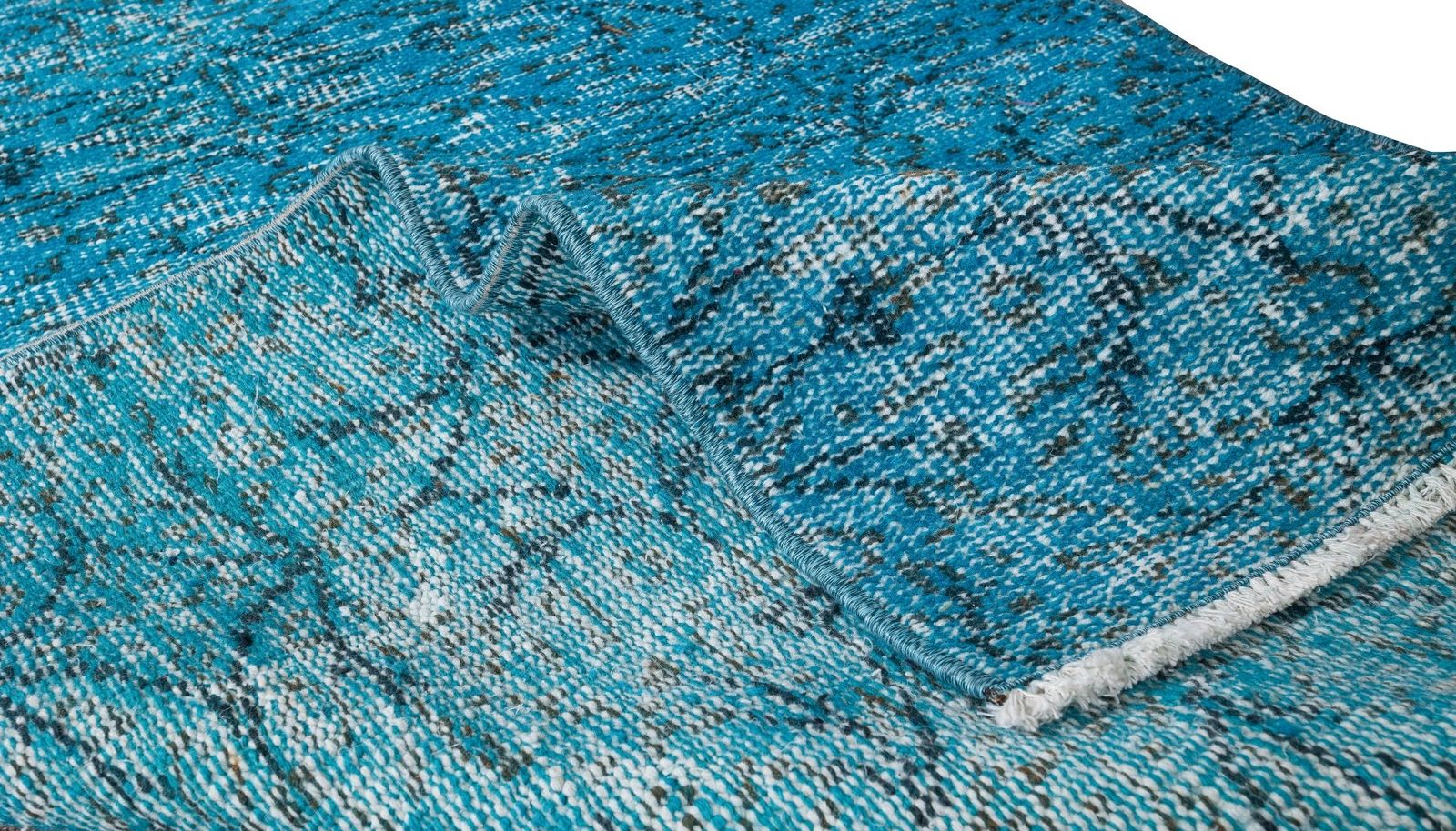 3x6 Ft Handmade Vintage Turkish Rug Over Dyed In Teal, Ideal 4 Modern Interiors photo for sale