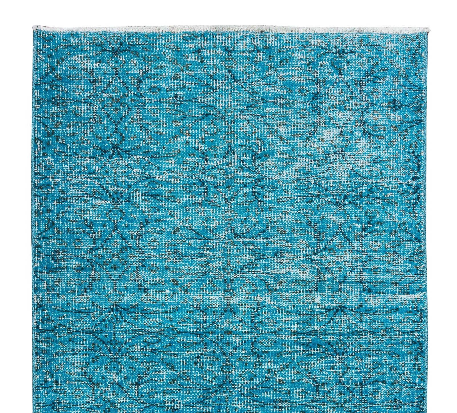 3x6 Ft Handmade Vintage Turkish Rug Over Dyed In Teal, Ideal 4 Modern Interiors photo Textiles