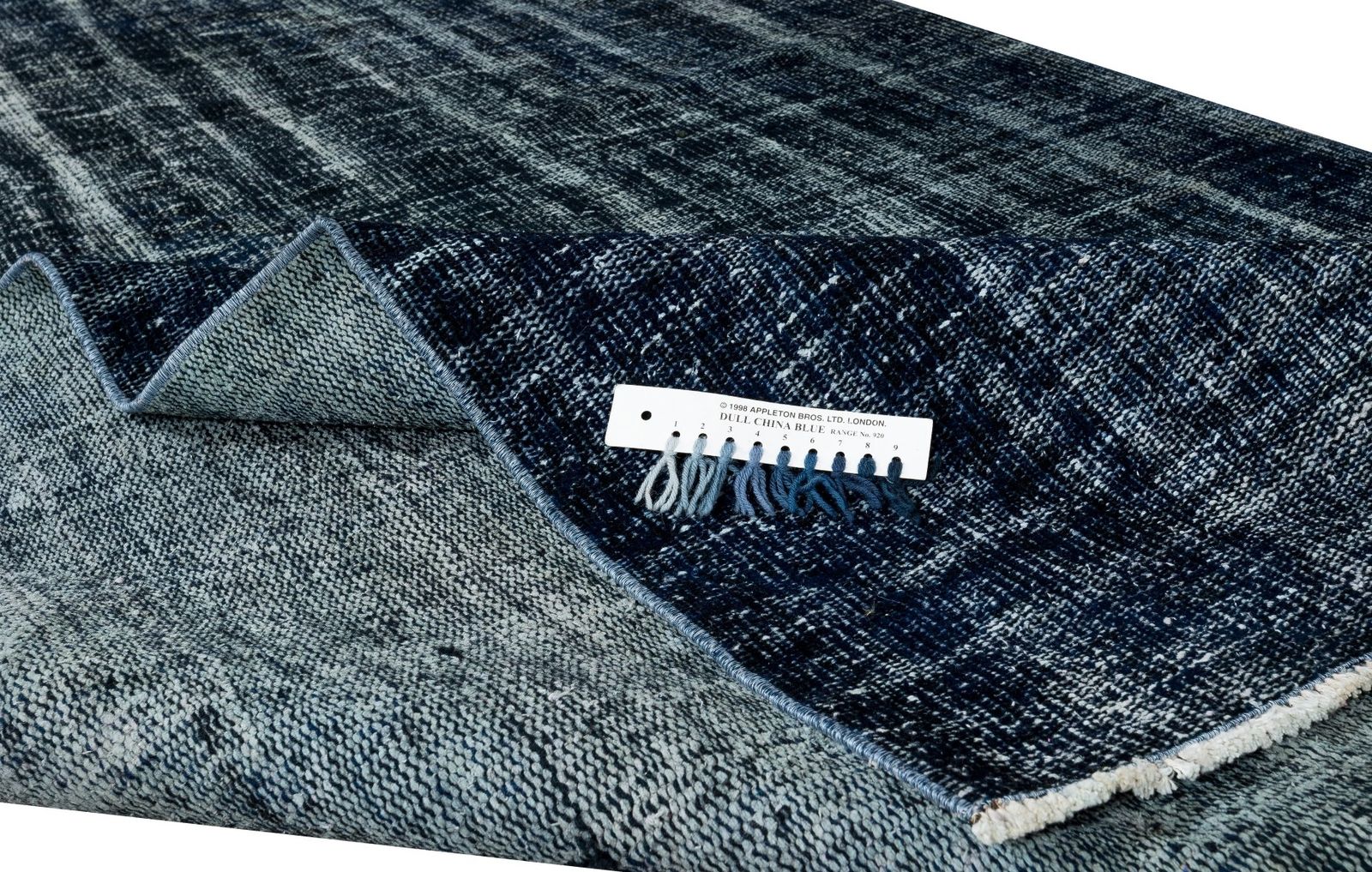 5.2x9 Ft Turkish Vintage Carpet Over Dyed In Navy Blue, Modern Handmade Area Rug photo for sale