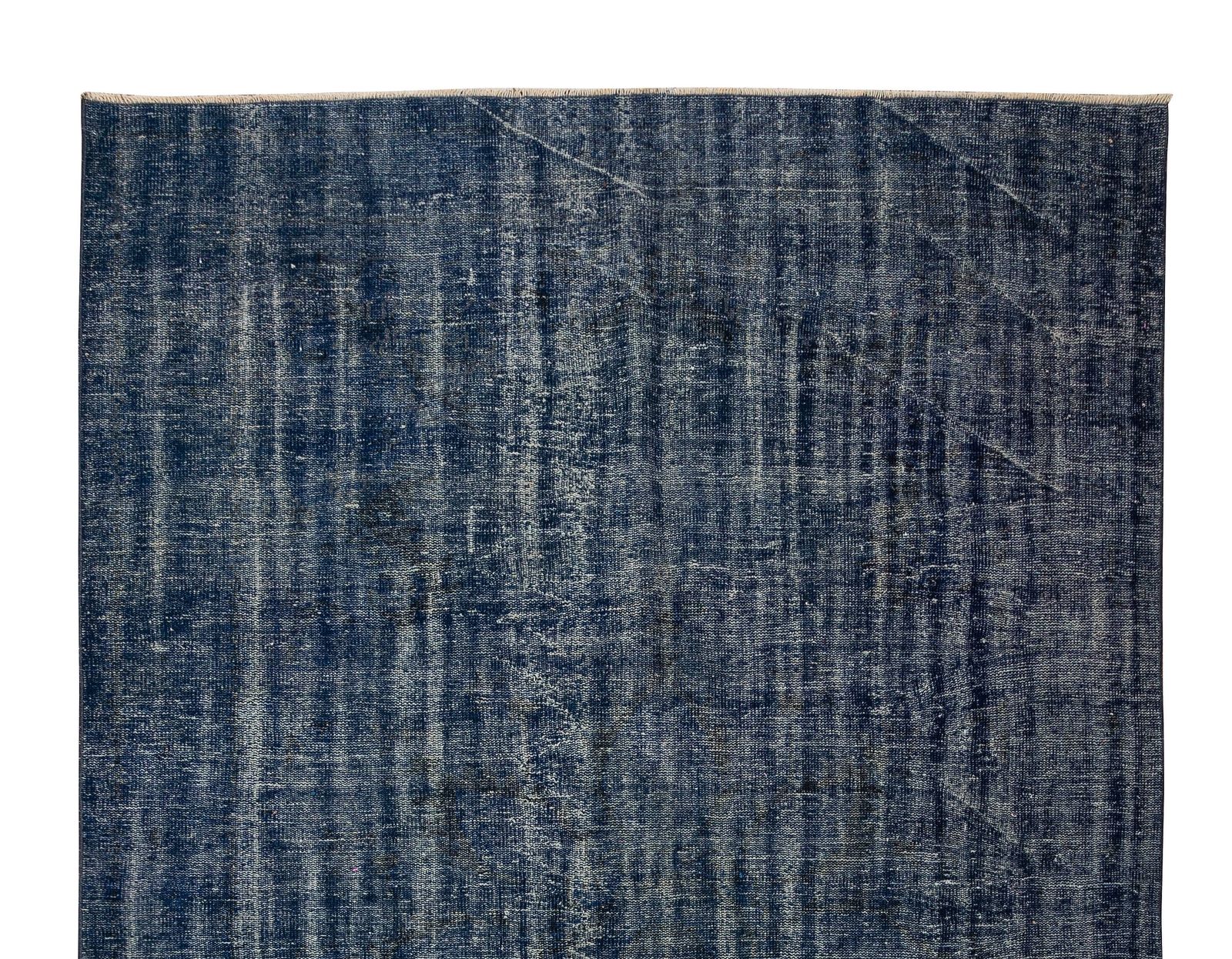 6.9x10.7 Ft Handmade Vintage Turkish Rug Redyed In Navy Blue For Modern Interior photo Textiles