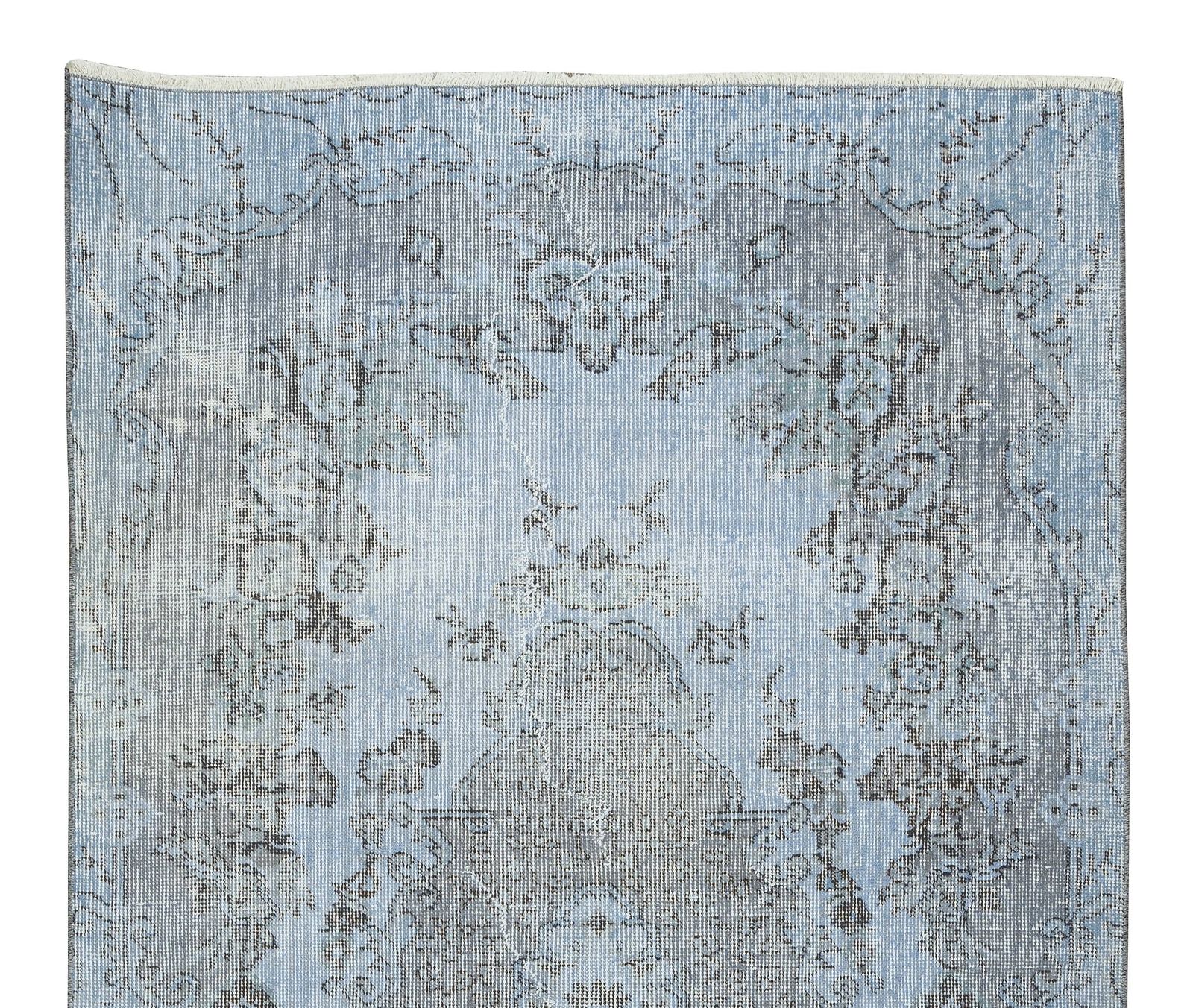 4x7 Ft Handmade 1960s Turkish Rug Over Dyed In Light Blue 4 Modern Home & Office photo Textiles