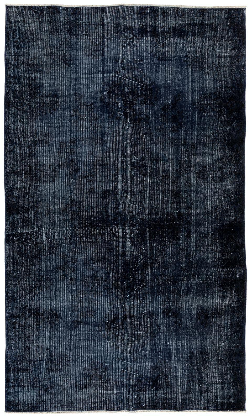 5.6x9.6 Ft Distressed Handmade Vintage Anatolian Area Rug Re Dyed In Navy Blue