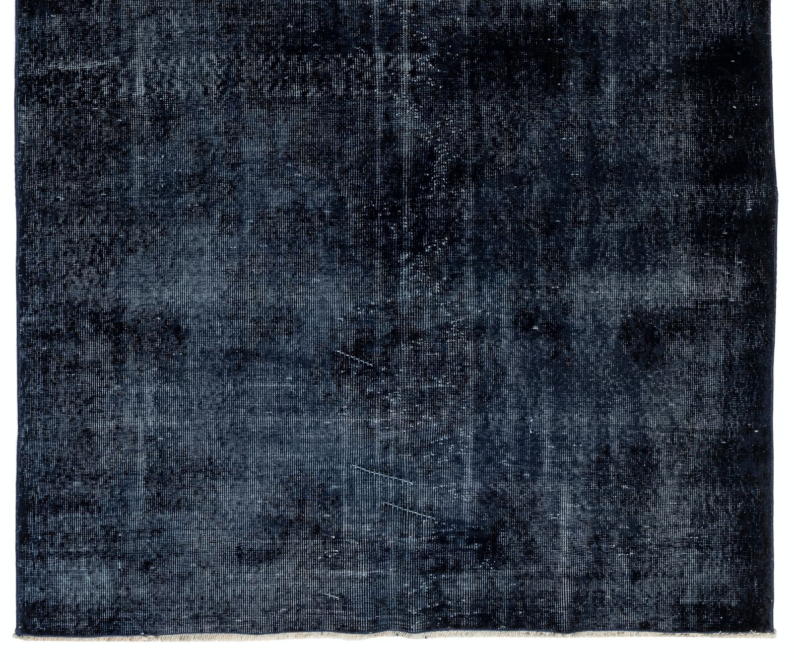 5.6x9.6 Ft Distressed Handmade Vintage Anatolian Area Rug Re Dyed In Navy Blue photo for sale