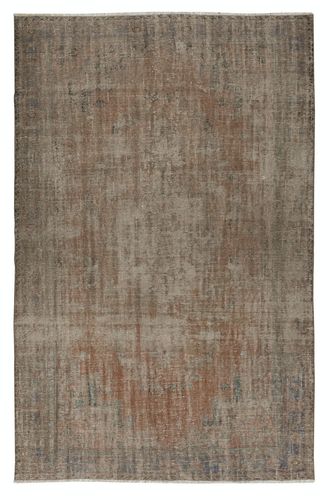 6.2x9.4 Ft Shabby Chic Style Modern Area Rug In Brown. Hand Knotted In Turkey