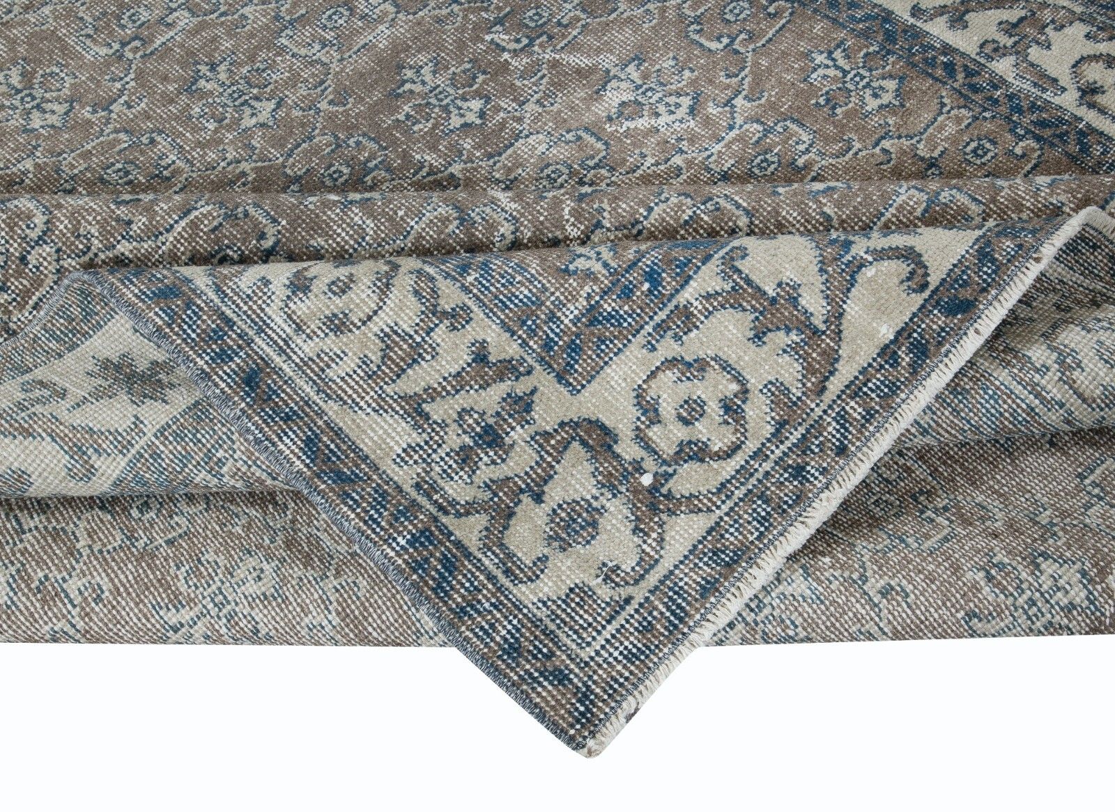 5x8.4 Ft Handmade Turkish Brown Rug, Modern Floral Carpet, Modern Home Decor photo for sale