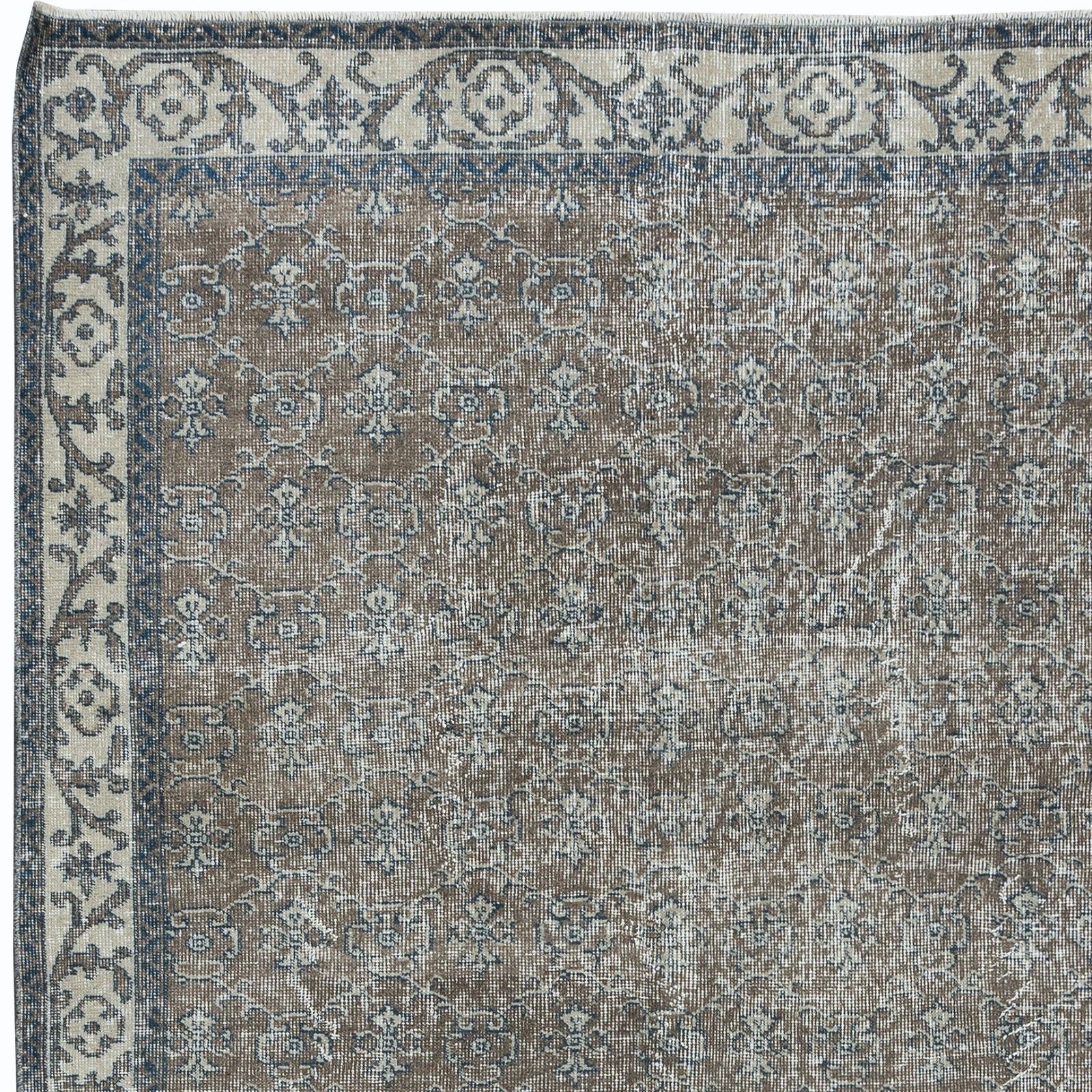5x8.4 Ft Handmade Turkish Brown Rug, Modern Floral Carpet, Modern Home Decor photo Textiles