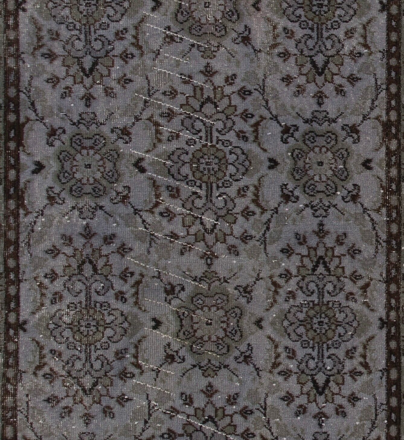 4x6.9 Ft Midcentury Rug Redyed In Gray For Modern Interiors, Handmade In Turkey photo 234.0