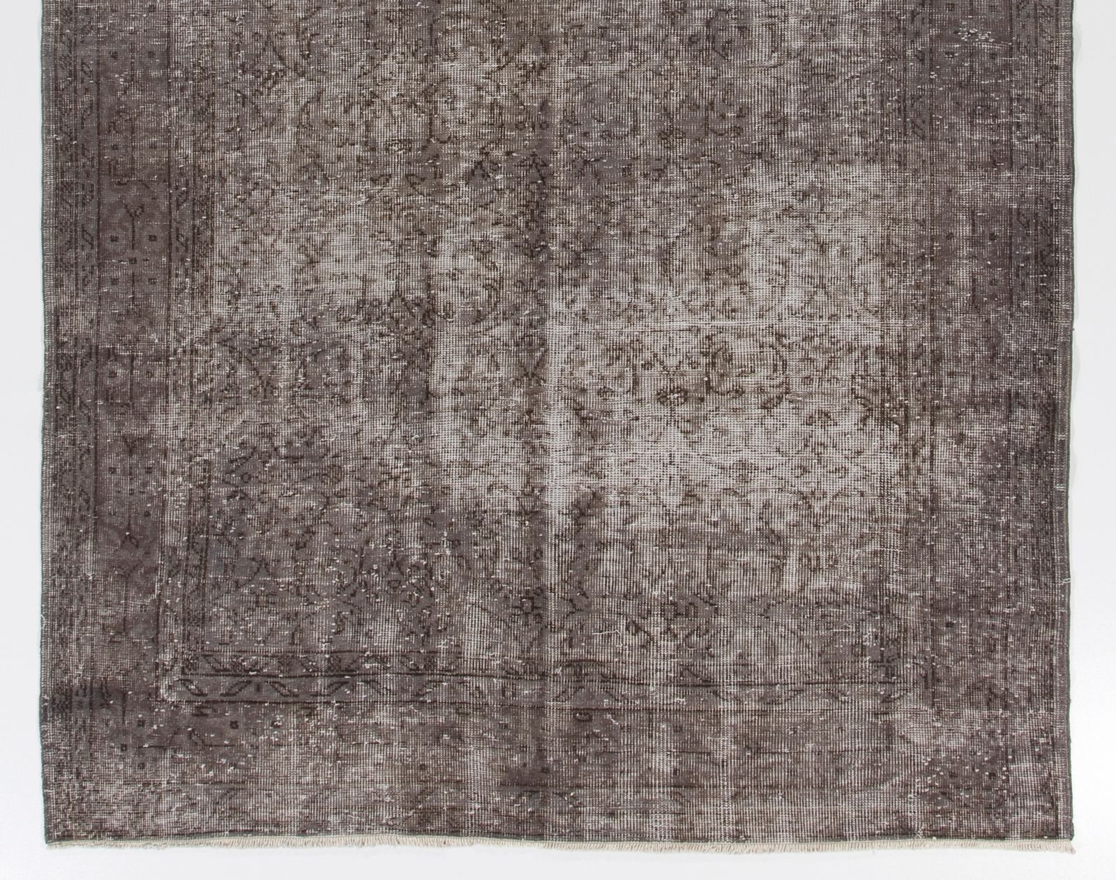 5.7x9.2 Ft Vintage Area Rug Overdyed In Gray, Handknotted In Turkey photo for sale