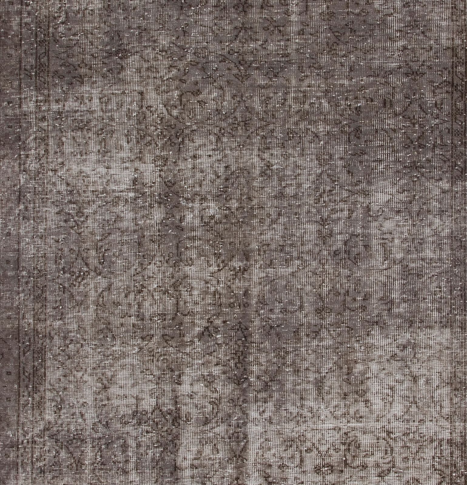 5.7x9.2 Ft Vintage Area Rug Overdyed In Gray, Handknotted In Turkey photo 439.0