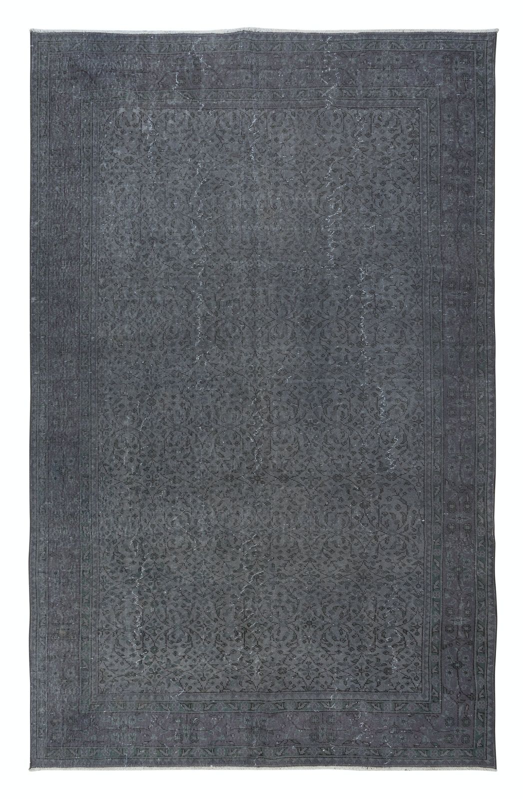 6.7x10.4 Ft Handmade Turkish Area Rug In Gray, Ideal For Modern Home And Office