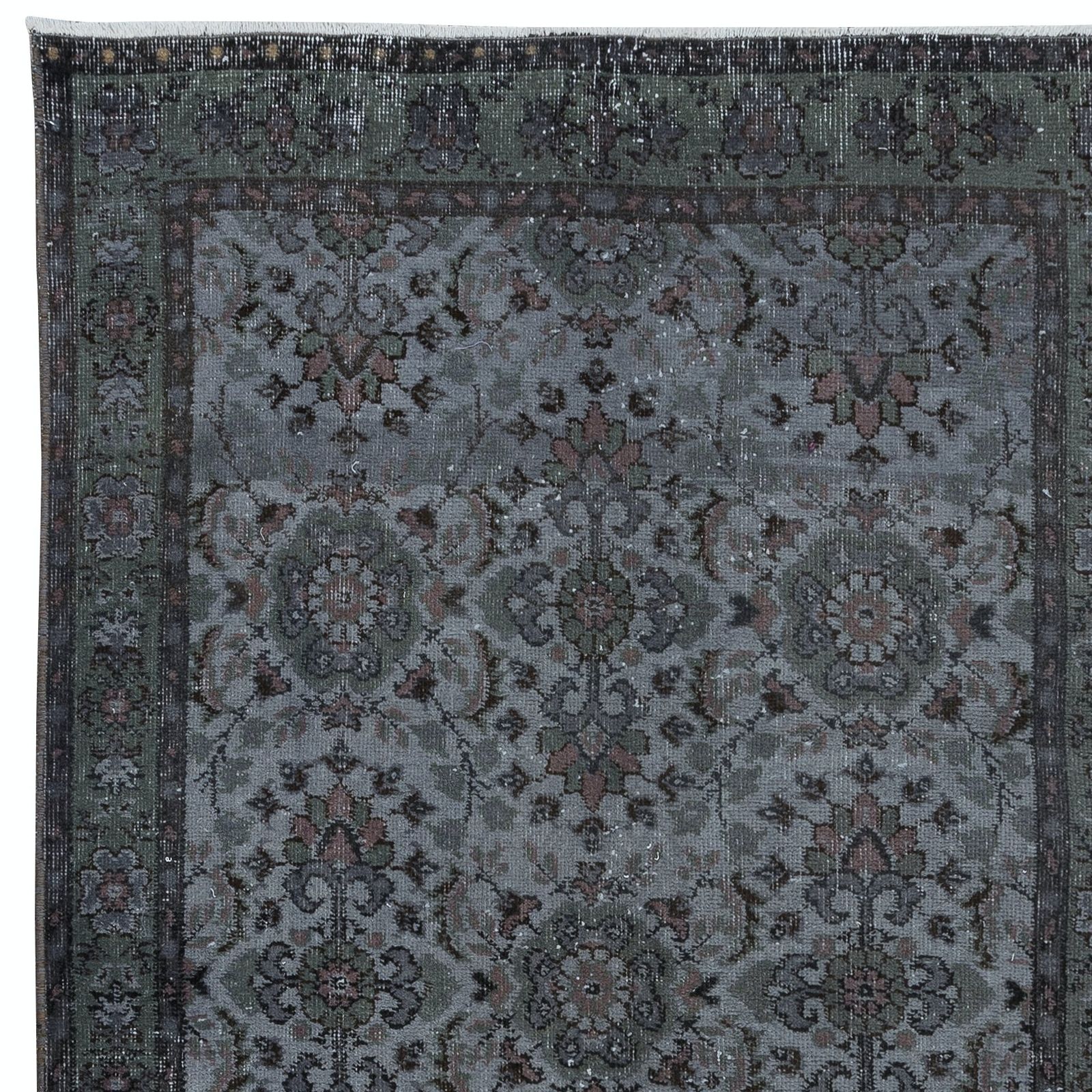 3.7x7.2 Ft Floral Handmade Turkish Rug In Gray, Ideal For Contemporary Interiors photo Textiles