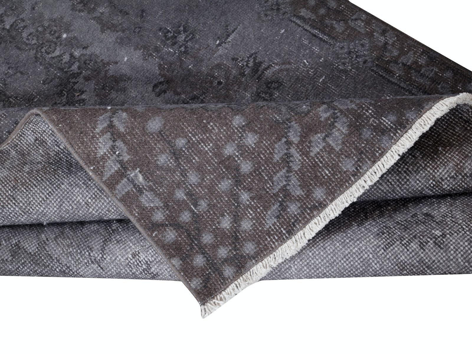 3.7x6.8 Ft Handmade Turkish Area Rug In Gray Tones, Ideal For Modern Interiors photo for sale