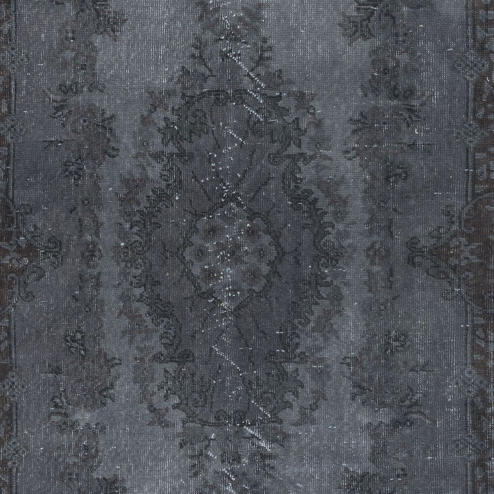 3.7x6.8 Ft Handmade Turkish Area Rug In Gray Tones, Ideal For Modern Interiors photo 214.0