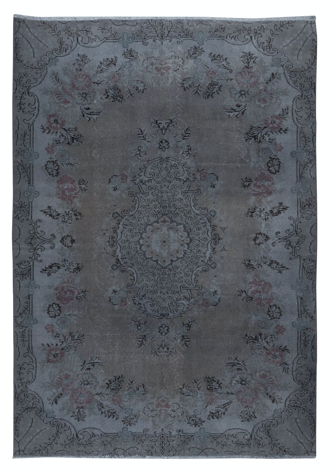 7x10 Ft Decorative Handmade Turkish European Design Rug In Gray And Brown Tones