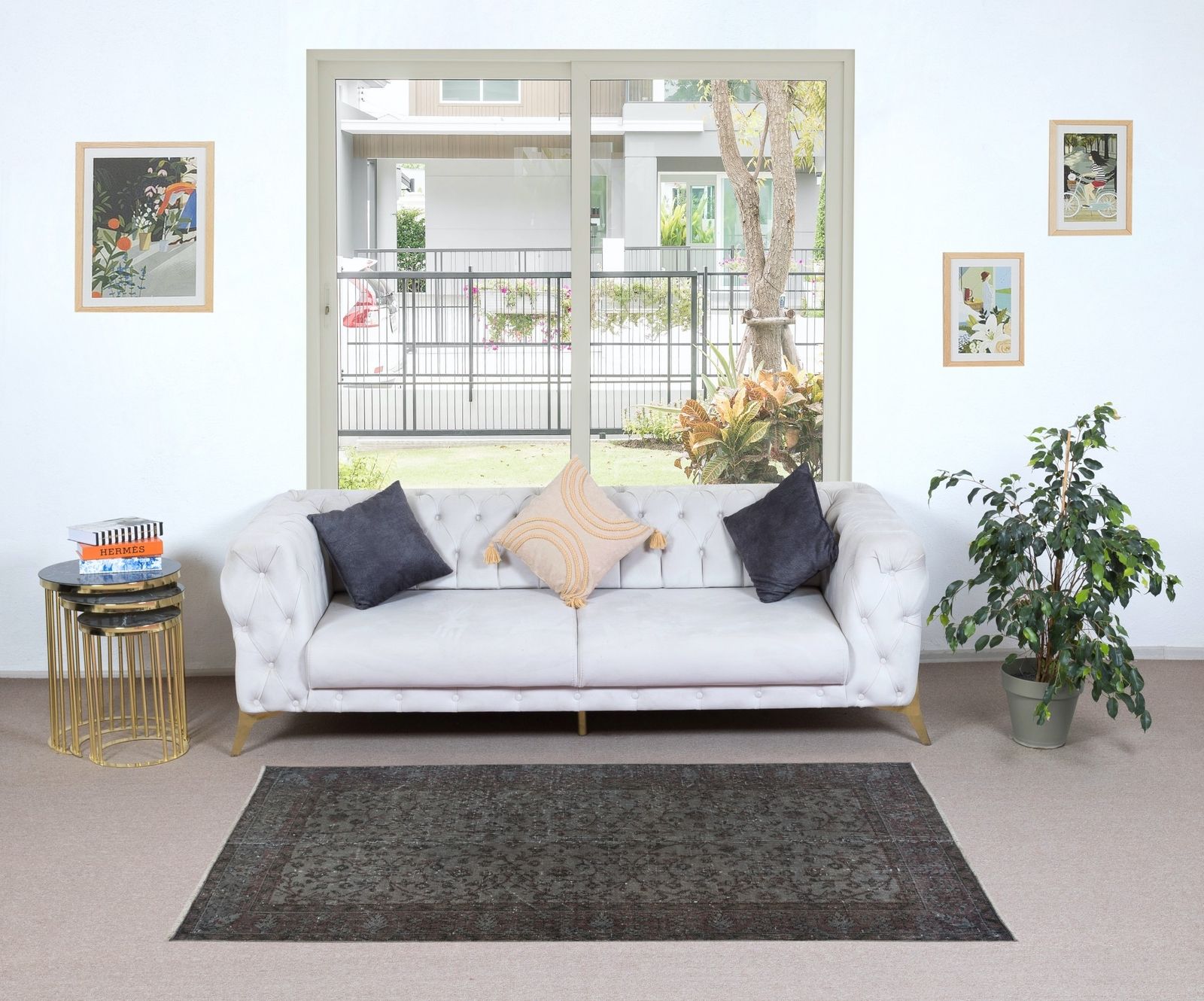 3.7x6.8 Ft Handmade Turkish Rug In Dark Gray, Great 4 Modern Interiors photo furniture