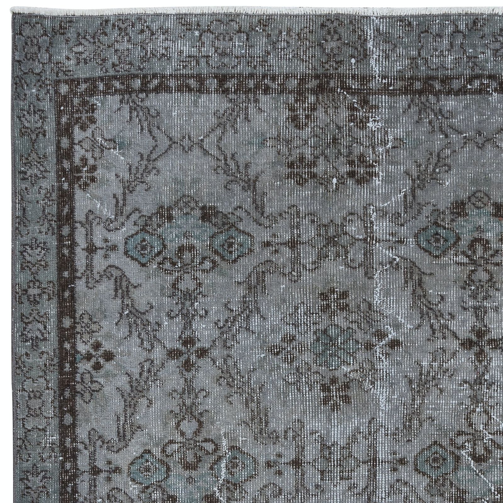 3.7x6 Ft Modern Handmade Turkish Accent Rug In Gray Tones, Low Pile Small Carpet photo Textiles