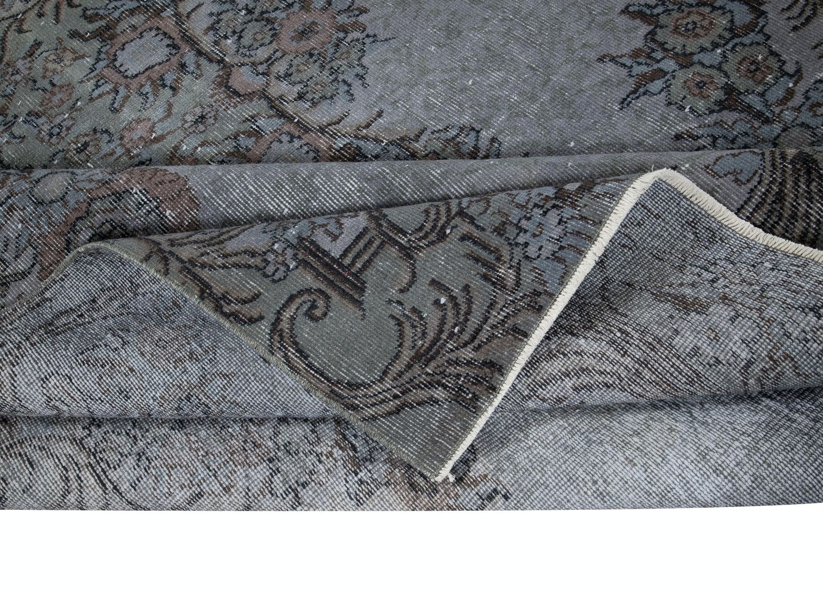 6.7x10 Ft Aubusson Inspired Gray Rug For Modern Interiors, Handmade In Turkey photo for sale