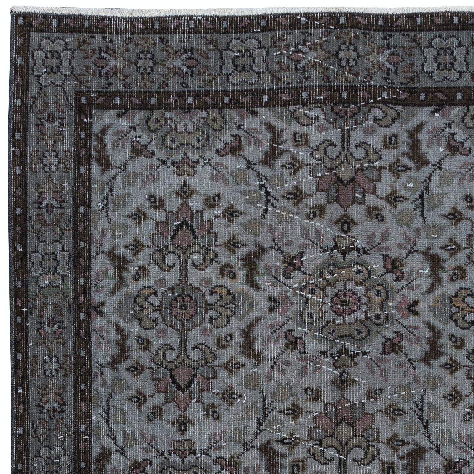 4x6.6 Ft Gray Modern Handmade Turkish Rug, Floral Pattern Living Room Carpet photo Textiles