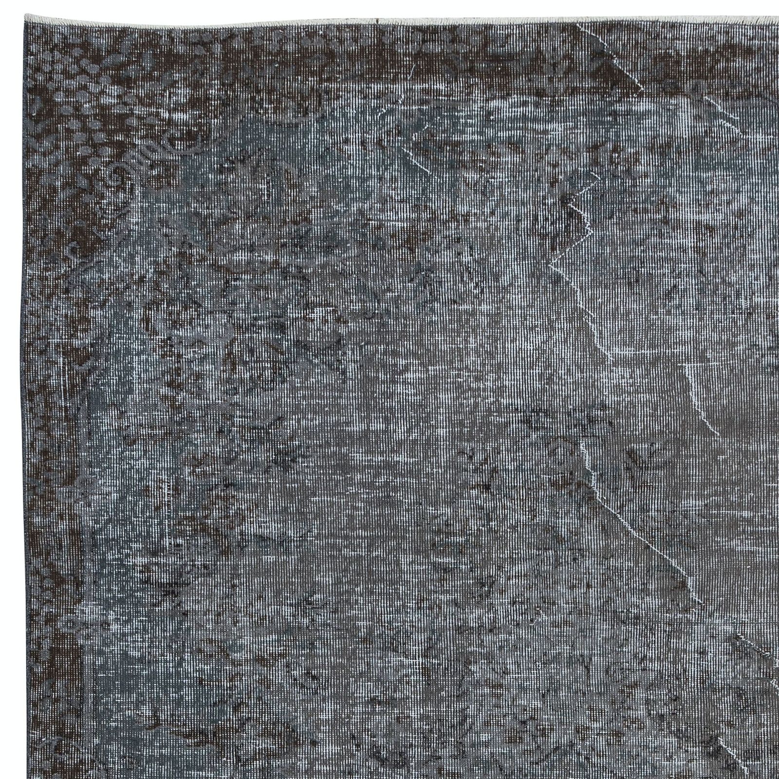 6x9.4 Ft Modern Handmade Turkish Area Rug In Pure Gray, Brown And Bluish Gray photo Textiles