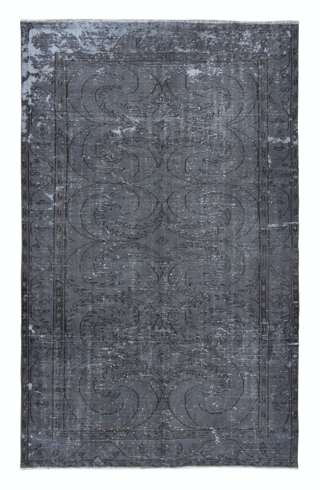 6.5x10 Ft Gray Handmade Shabby Chic Rug, Low Pile Carpet From Isparta, Turkey