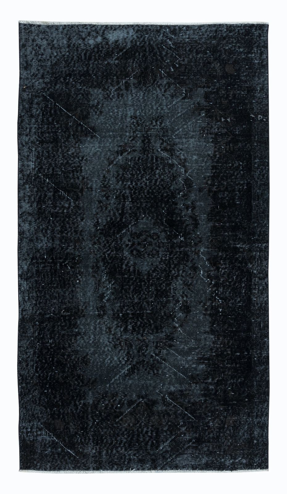 3.8x6.6 Ft Charcoal Gray & Black Living Room Rug, Modern Handmade Turkish Carpet