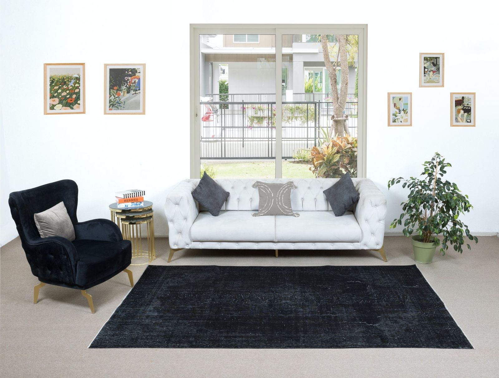 6x9.7 Ft Handmade Turkish Wool Area Rug In Gray And Black 4 Modern Interiors photo furniture