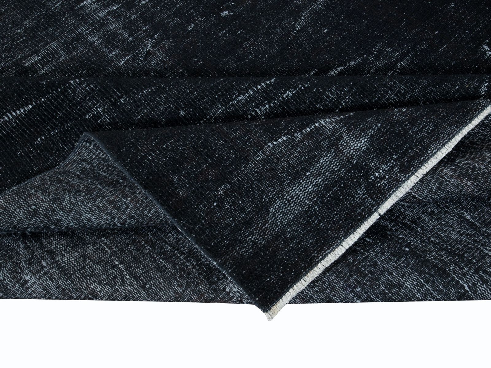 5.2x9.6 Ft Overdyed Black Area Rug, Handmade In Turkey, Modern Upcycled Carpet photo for sale
