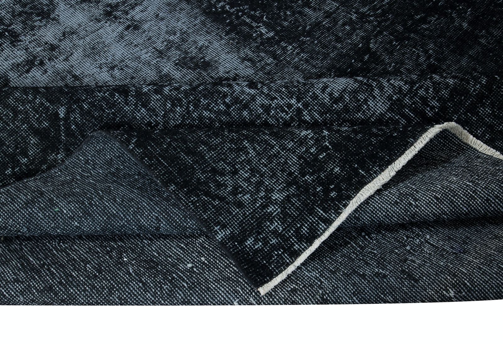 6.7x9.7 Ft Overdyed Black Area Rug, Handmade In Turkey, Modern Upcycled Carpet photo for sale