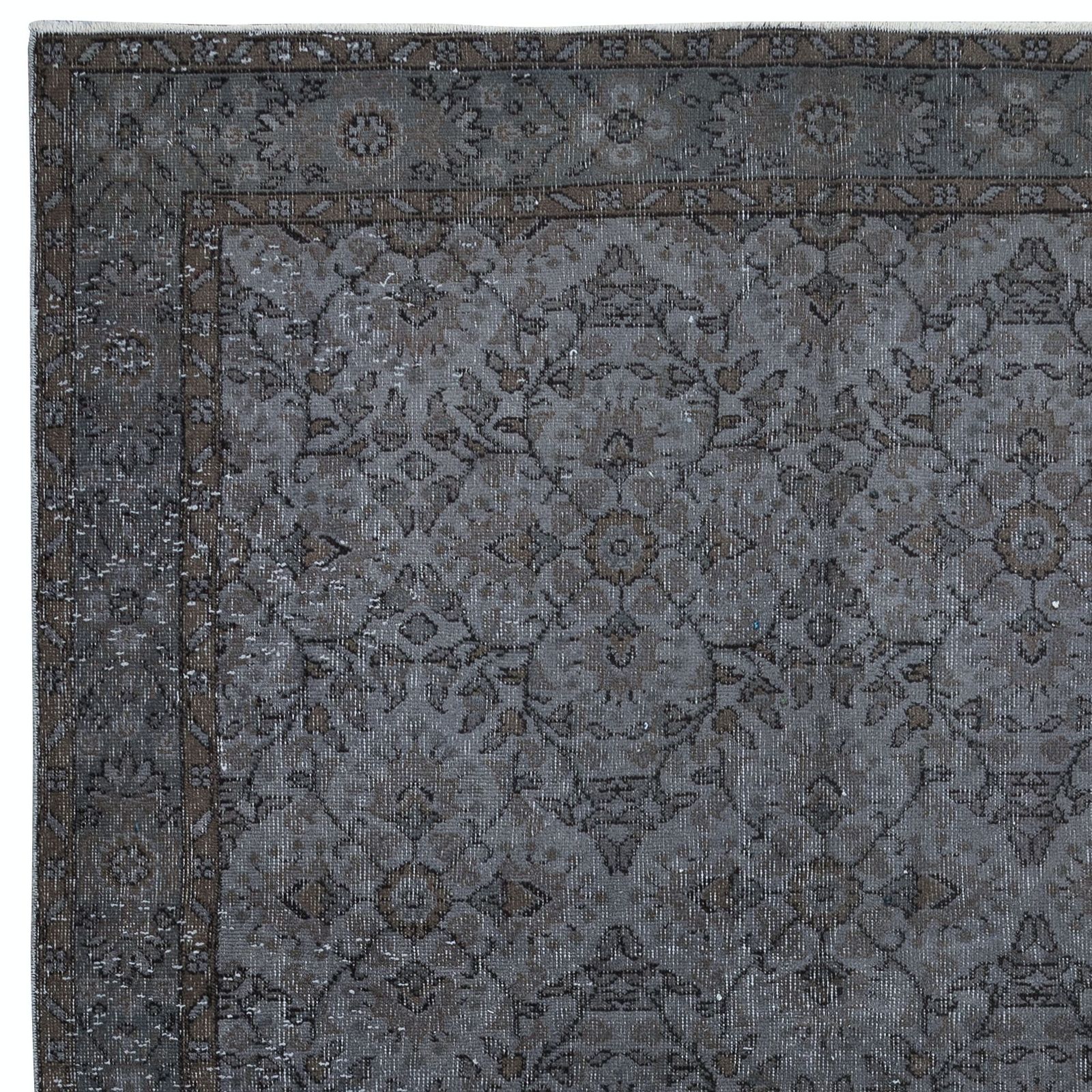 5.6x9.7 Ft Modern Turkish Rug In Gray, Decorative Handmade Floral Design Carpet photo Textiles
