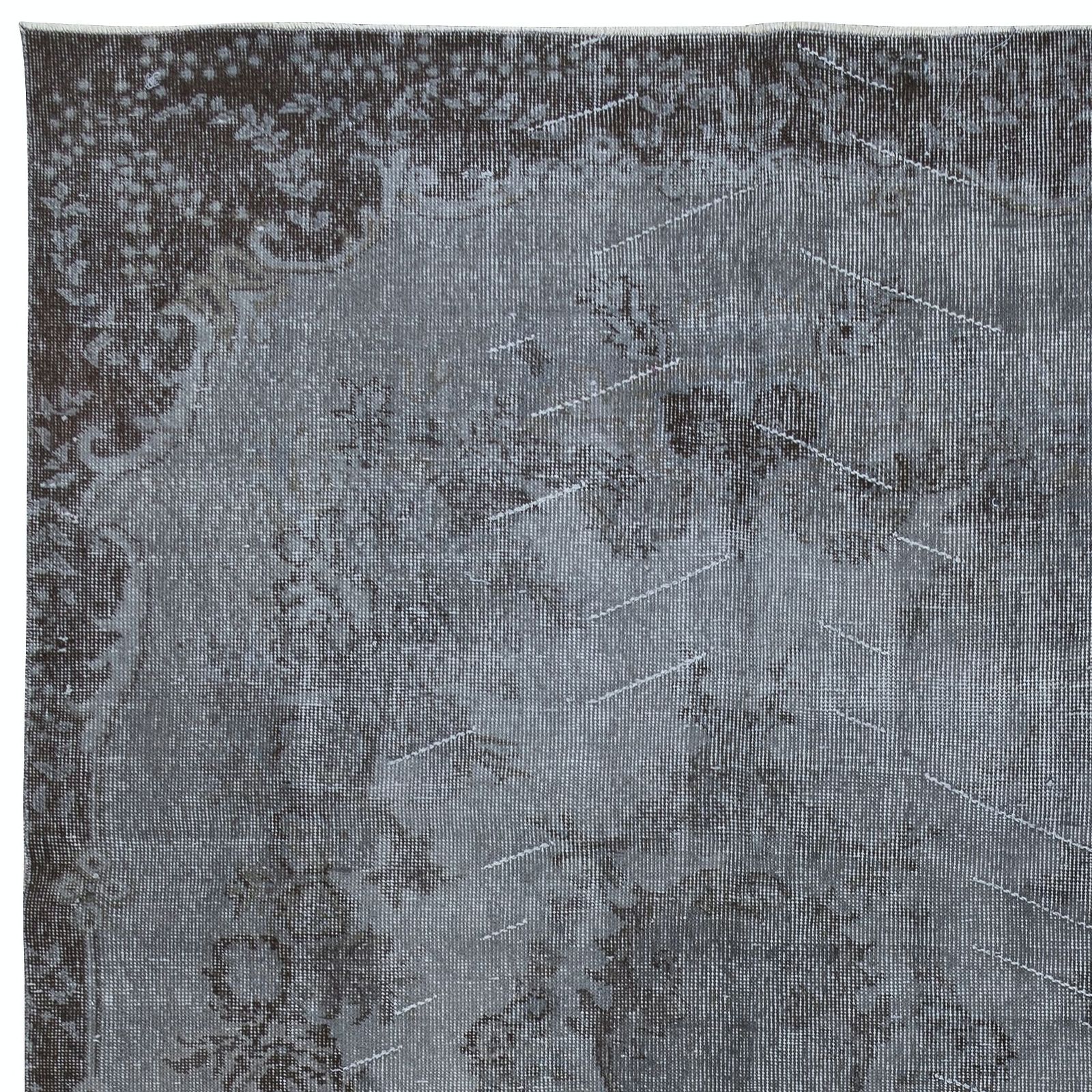 5.5x9.8 Ft Contemporary Overdyed Hand Knotted Wool Grey Area Rug From Turkey photo Textiles