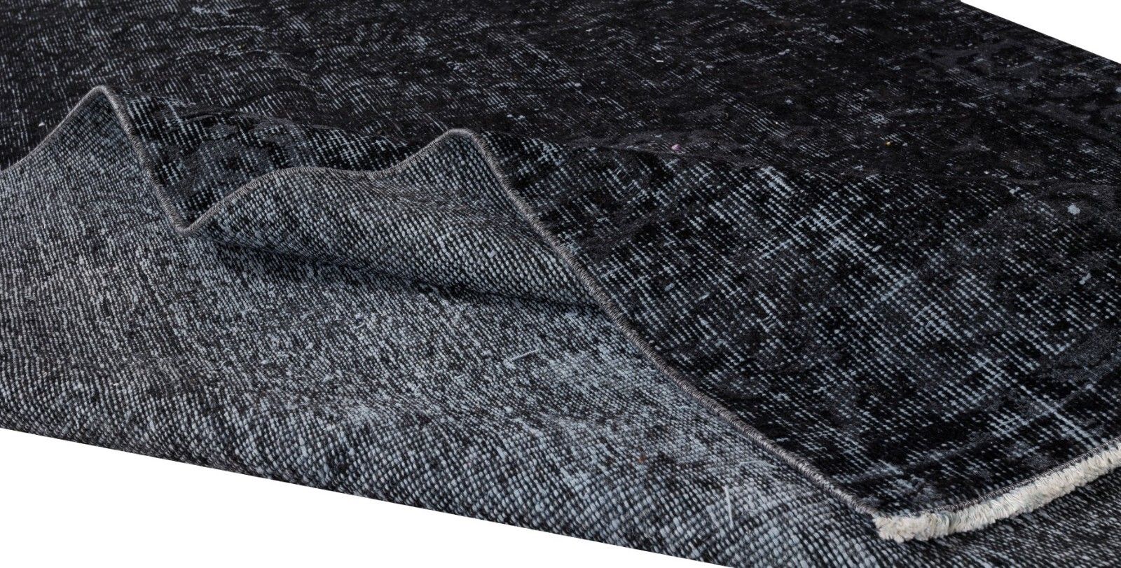 5.4x8.3 Ft Turkish Wool Area Rug Over Dyed In Black, Hand Knotted Vintage Carpet photo for sale