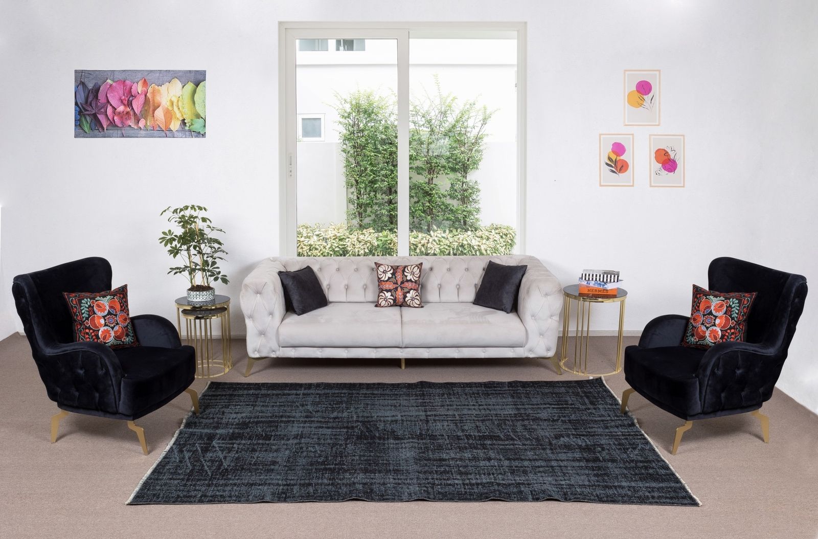 5.7x9.4 Ft Modern Anatolian Area Rug Over Dyed In Black, Vintage Handmade Carpet photo furniture