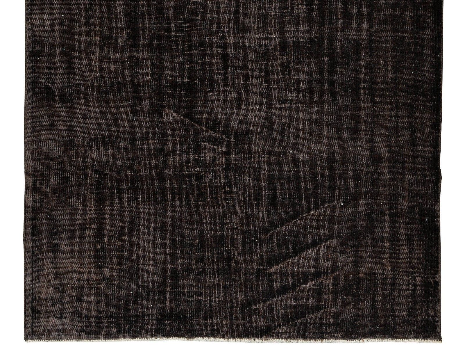 5.5x8.7 Ft Contemporary Vintage Area Rug Overdyed In Black, Handmade In Turkey photo 324.0