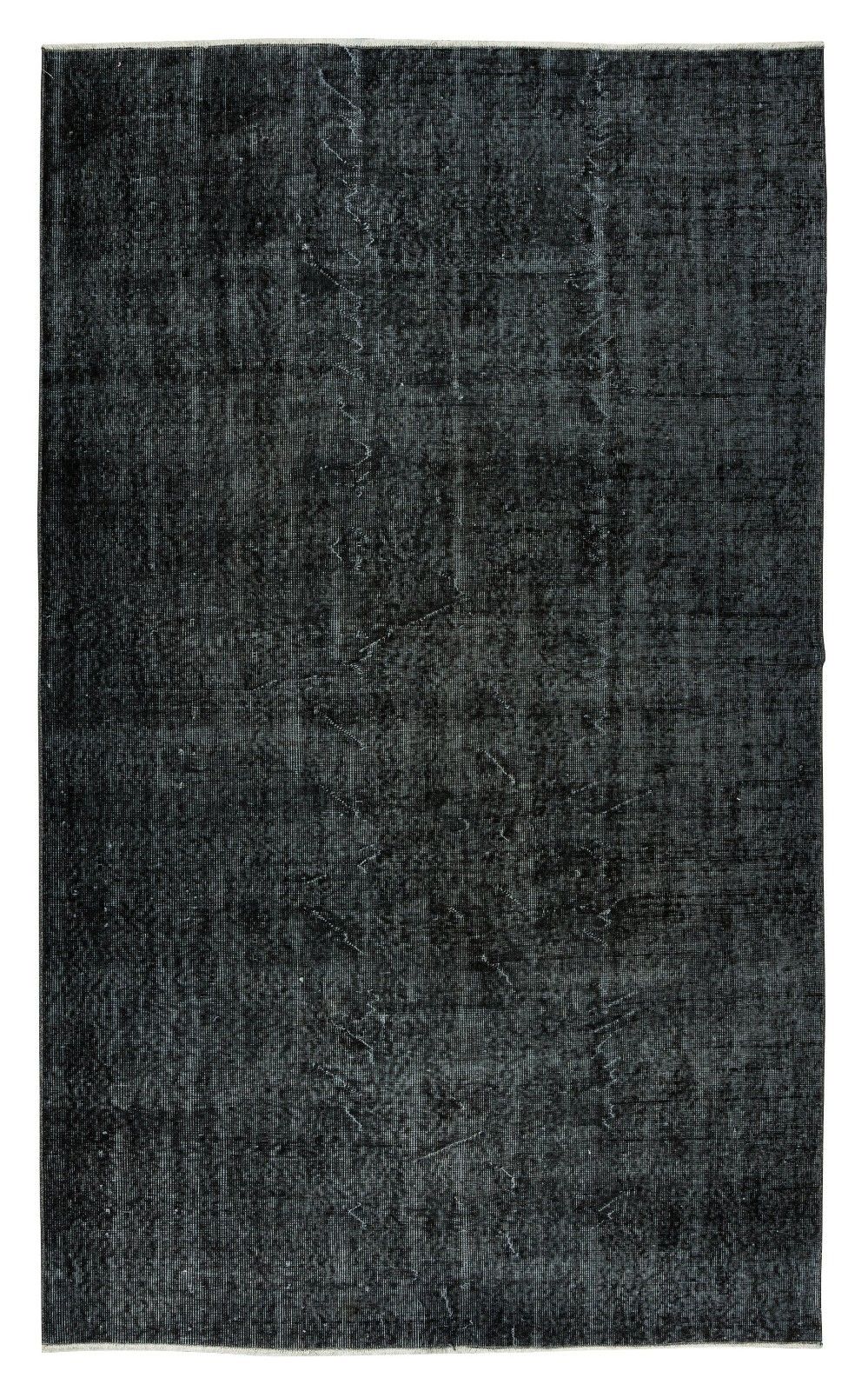 5.6x9 Ft Modern Anatolian Area Rug Over Dyed In Black, Vintage Handmade Carpet