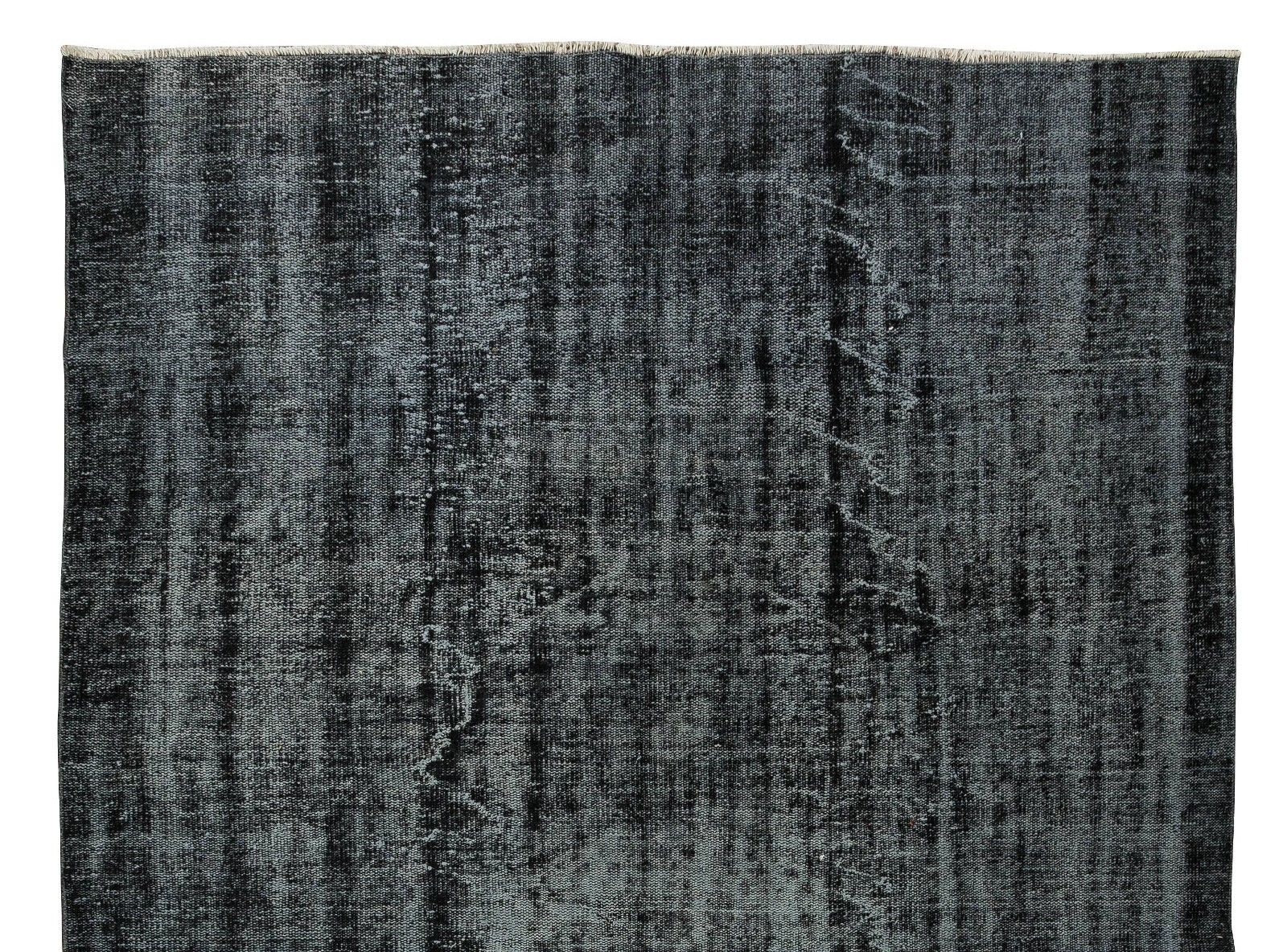 6.8x10 Ft Hand Knotted Vintage Turkish Rug Over Dyed In Black For Modern Homes photo Textiles