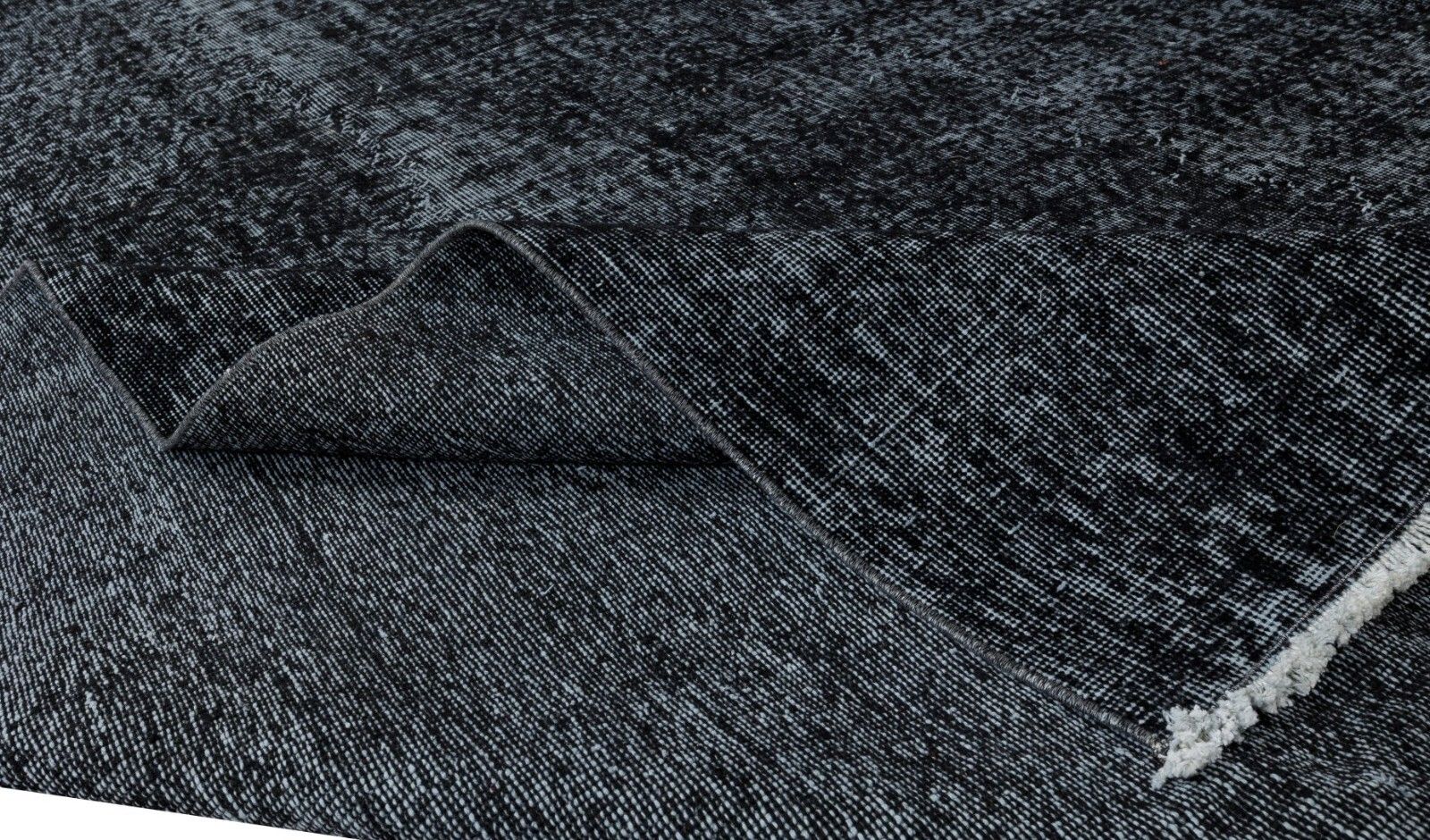 6.7x10.4 Ft Vintage Handmade Turkish Rug Over Dyed In Black For Modern Interior photo for sale