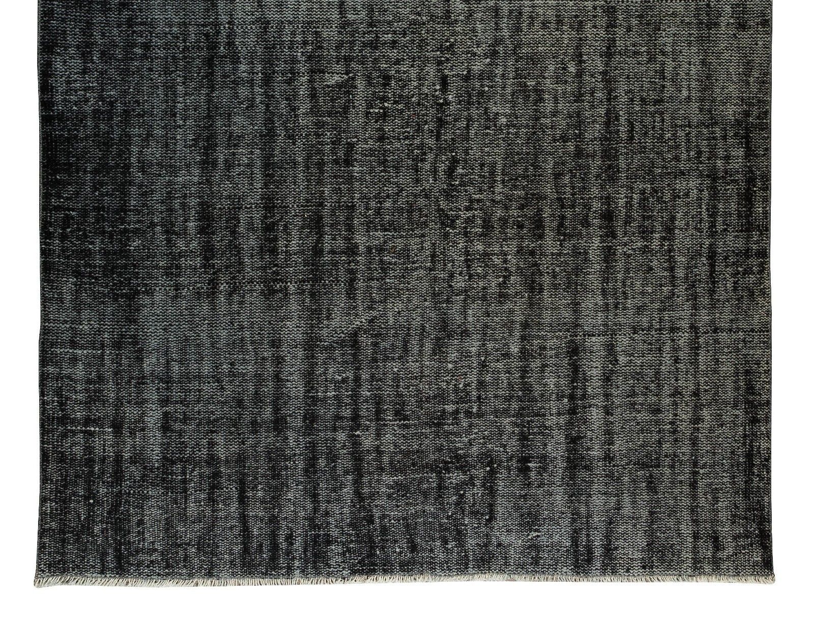 5.7x8.8 Ft Modern Anatolian Area Rug Over Dyed In Black, Vintage Handmade Carpet photo 427.0