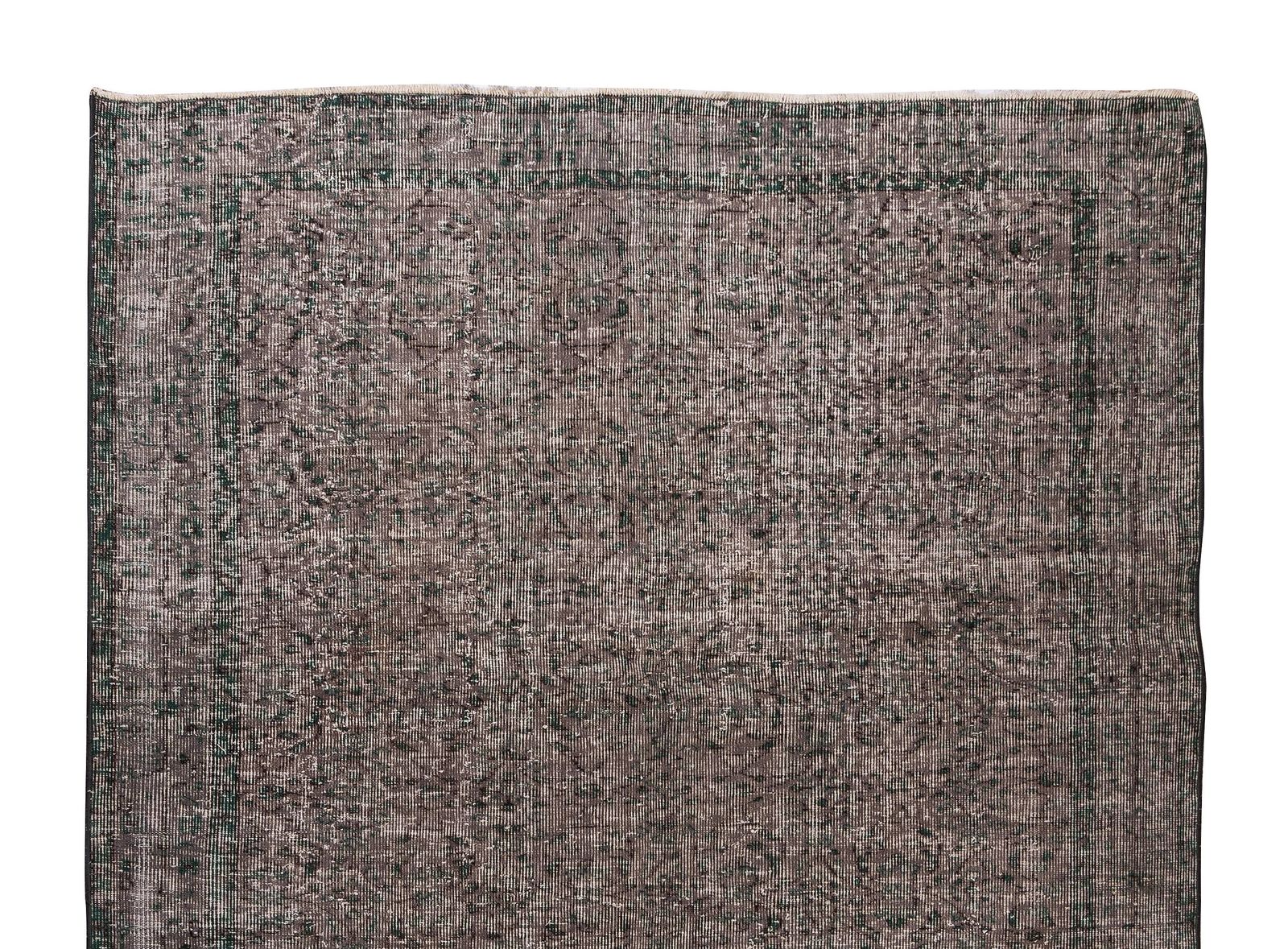 6x8.9 Ft Vintage Rug Over Dyed In Gray For Modern Interiors, Handmade In Turkey photo Textiles