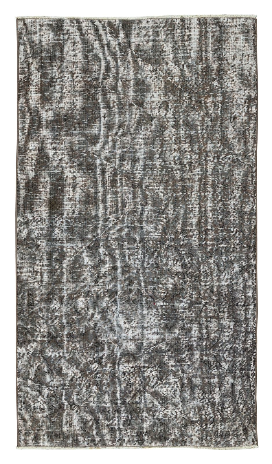 3.7x6.5 Ft Mid Century Handmade Turkish Rug Over Dyed In Gray 4 Modern Interiors