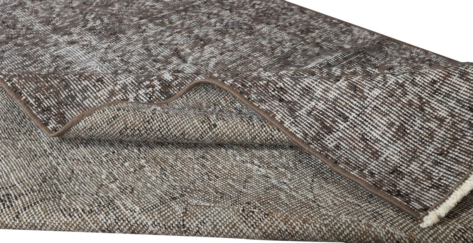 3.7x6.5 Ft Mid Century Handmade Turkish Rug Over Dyed In Gray 4 Modern Interiors photo for sale